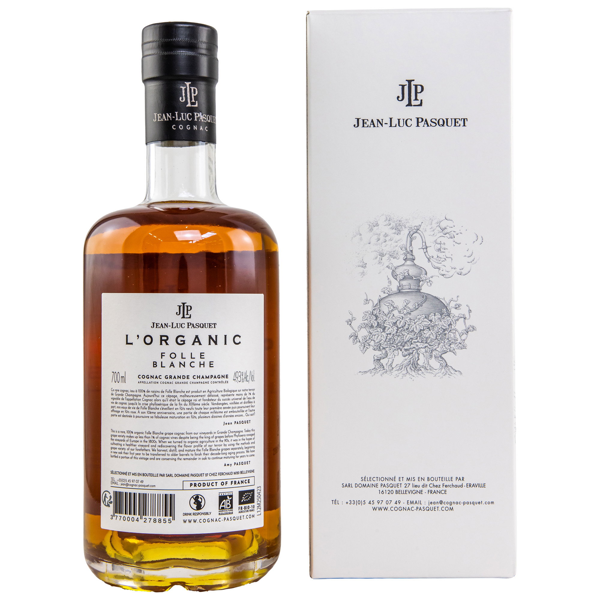 Jean-Luc Pasquet Cognac L' Organic Folle Blanche Lot XII