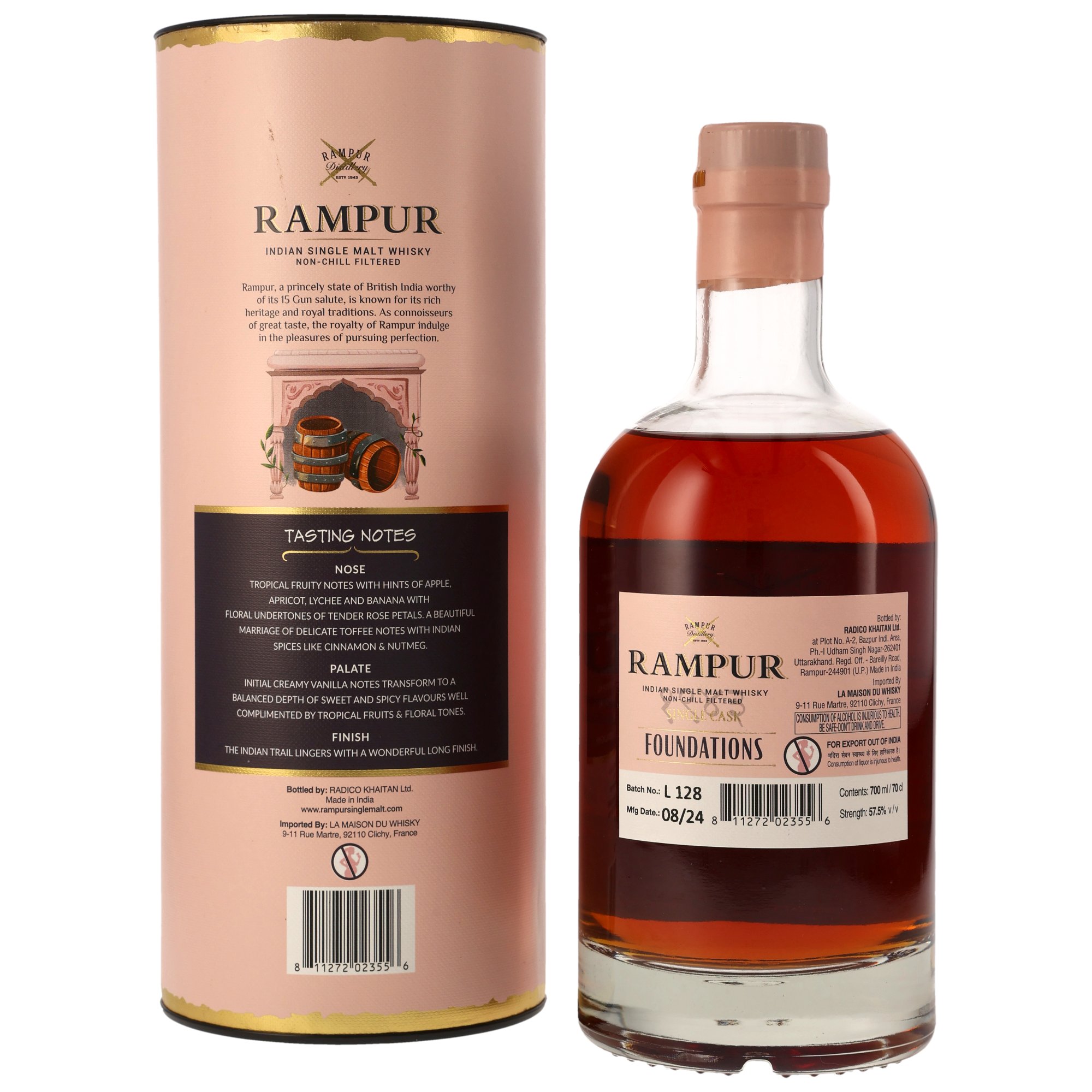 Rampur 2016/2024 - 8 y.o.- 1st Fill Bourbon Cask #995 - Foundations