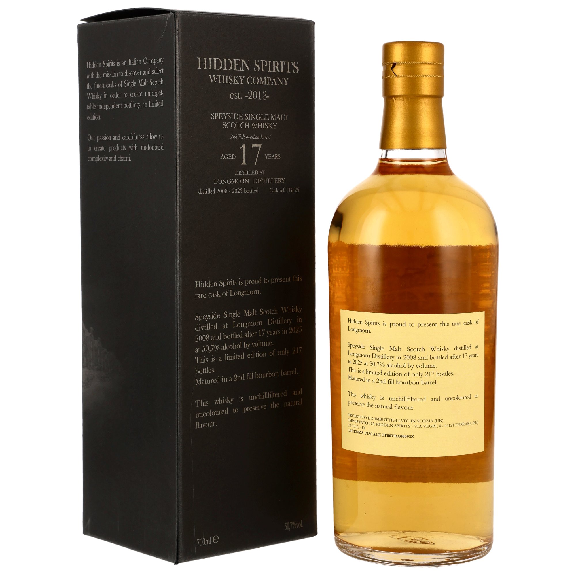 Longmorn 2008/2025 - 17 y.o. - 2nd Fill Bourbon Barrel #LG825 - Hidden Spirits