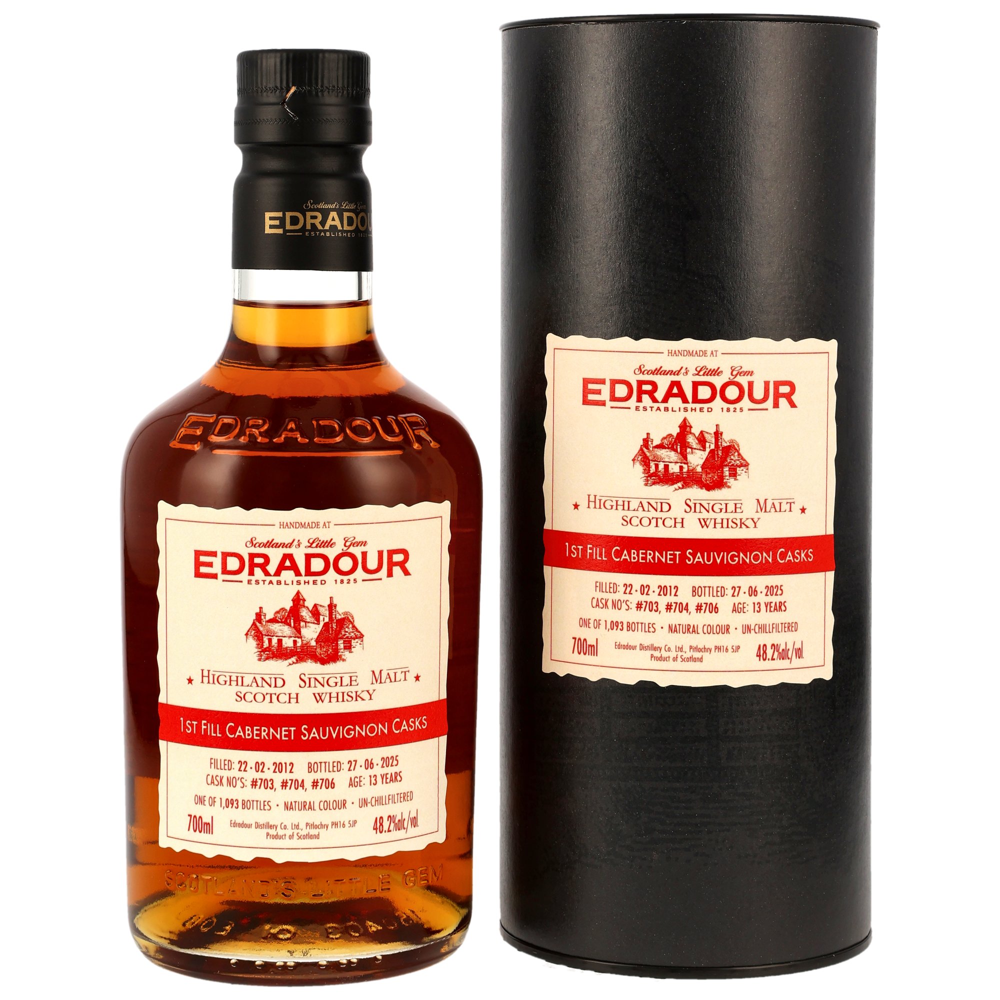 Edradour 2012/2025 - 13 y.o. - 1st Fill Cabernet Sauvignon Casks #703+704+706 - St. Michael Eppan