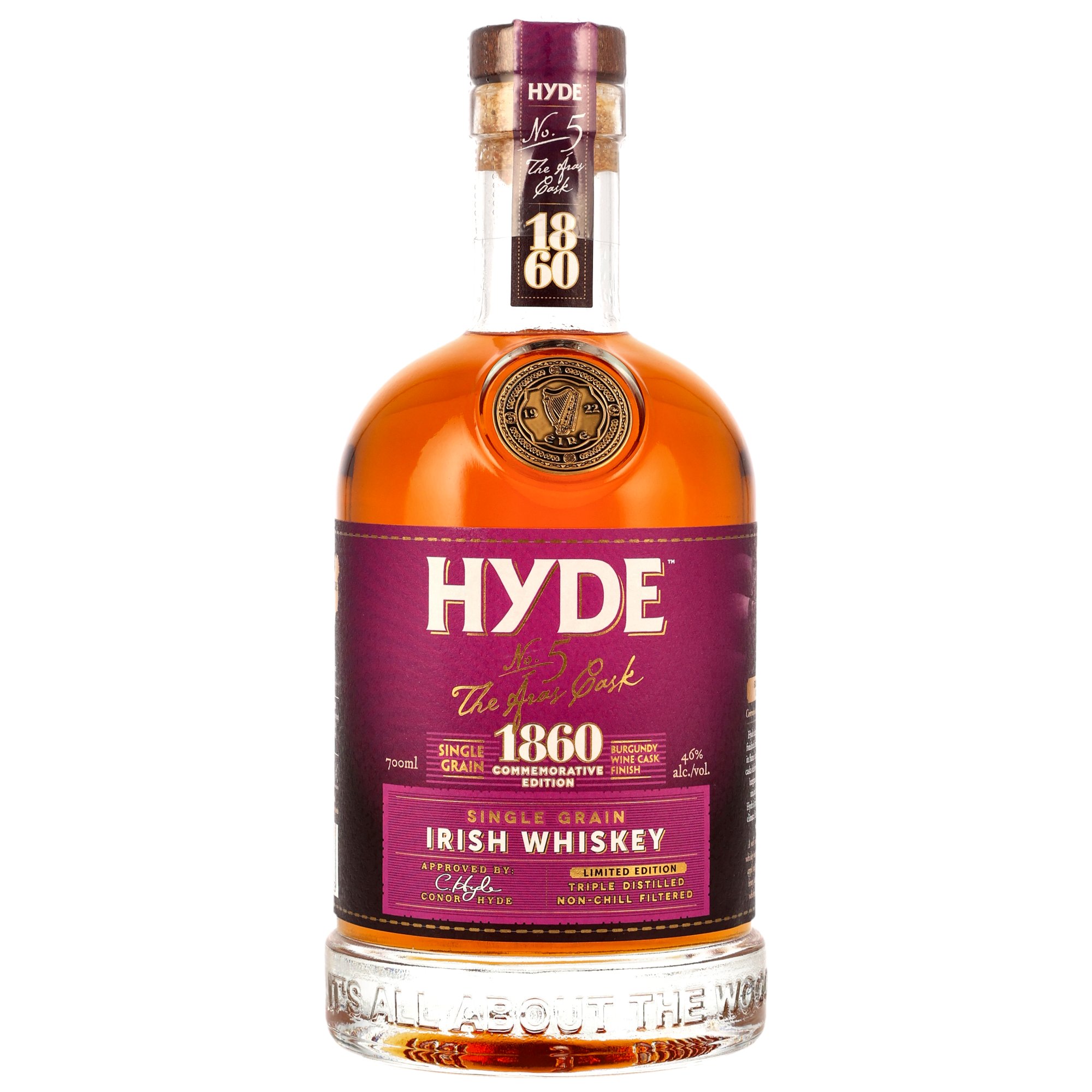 Hyde No.5 The Aras Cask Burgundy Finish - Irish Single Grain Whiskey - neue Ausstattung