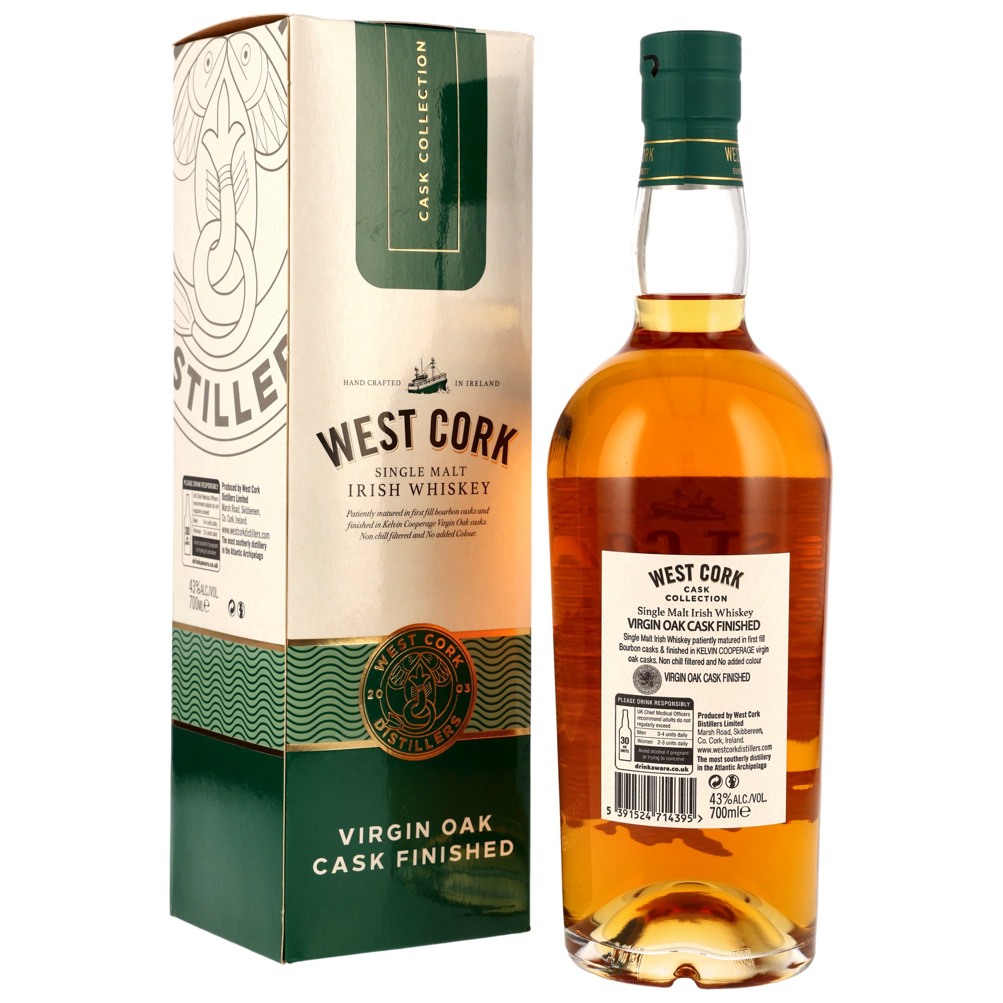 West Cork Single Malt Virgin Oak Cask Finish - in GP