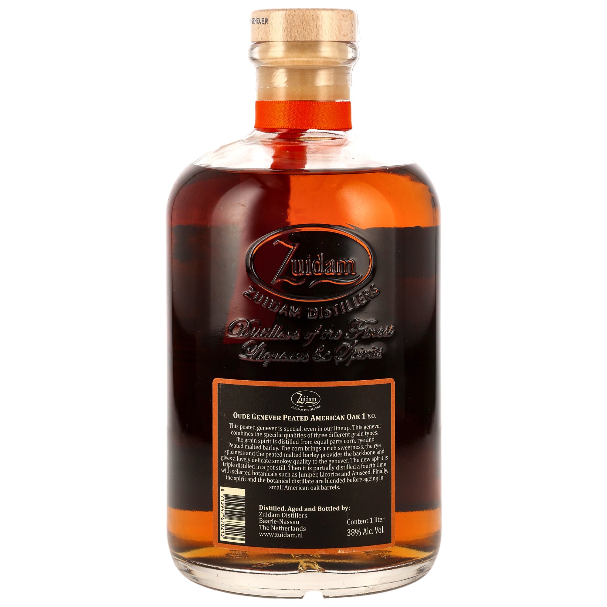 Zuidam Oude Genever 1 y.o. Peated A.O. - LITER -Wachssiegel beschädigt