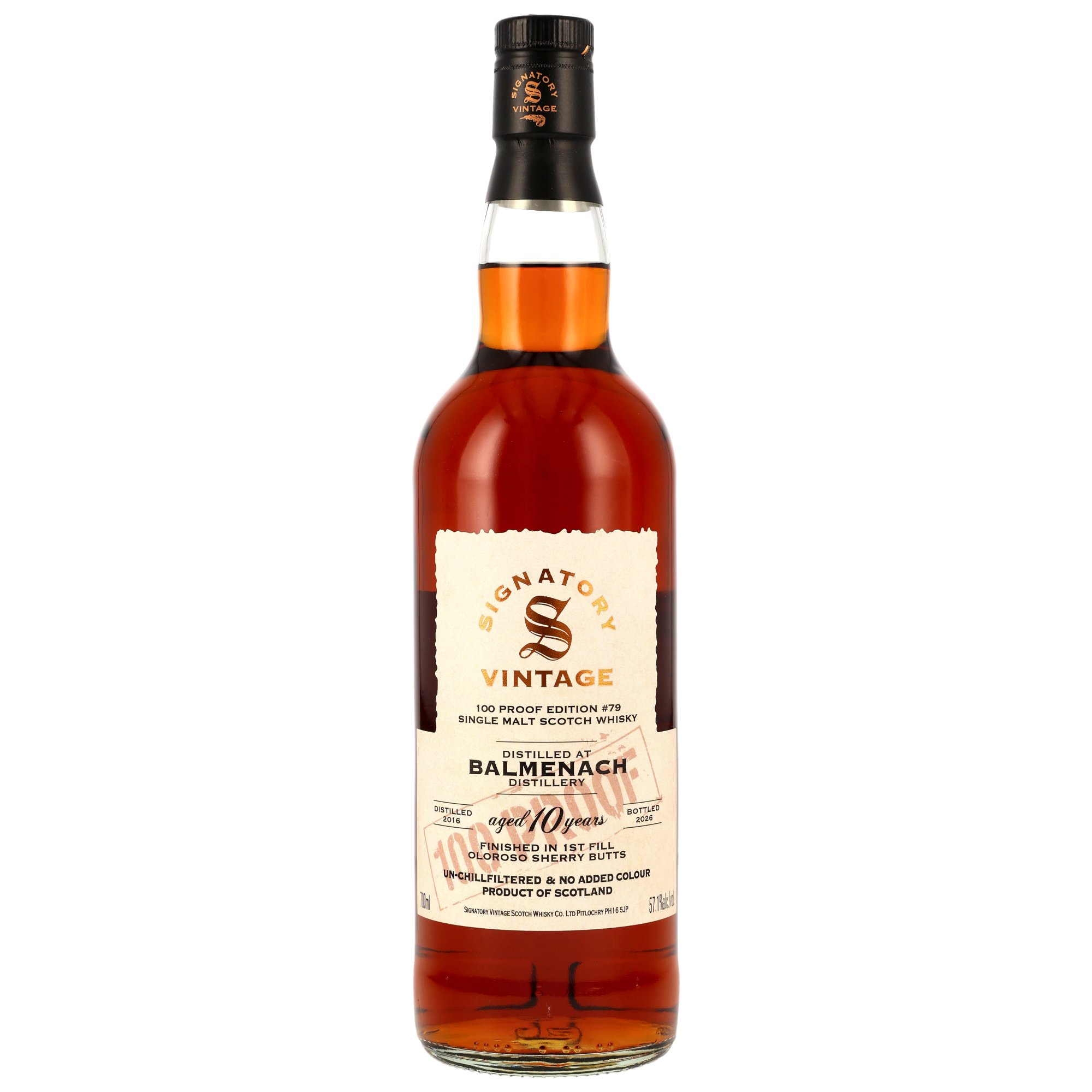 Balmenach 2016/2026 - 10 y.o. - 1st Fill Oloroso Sherry Butts Finish - Signatory 100 PROOF Edition #79