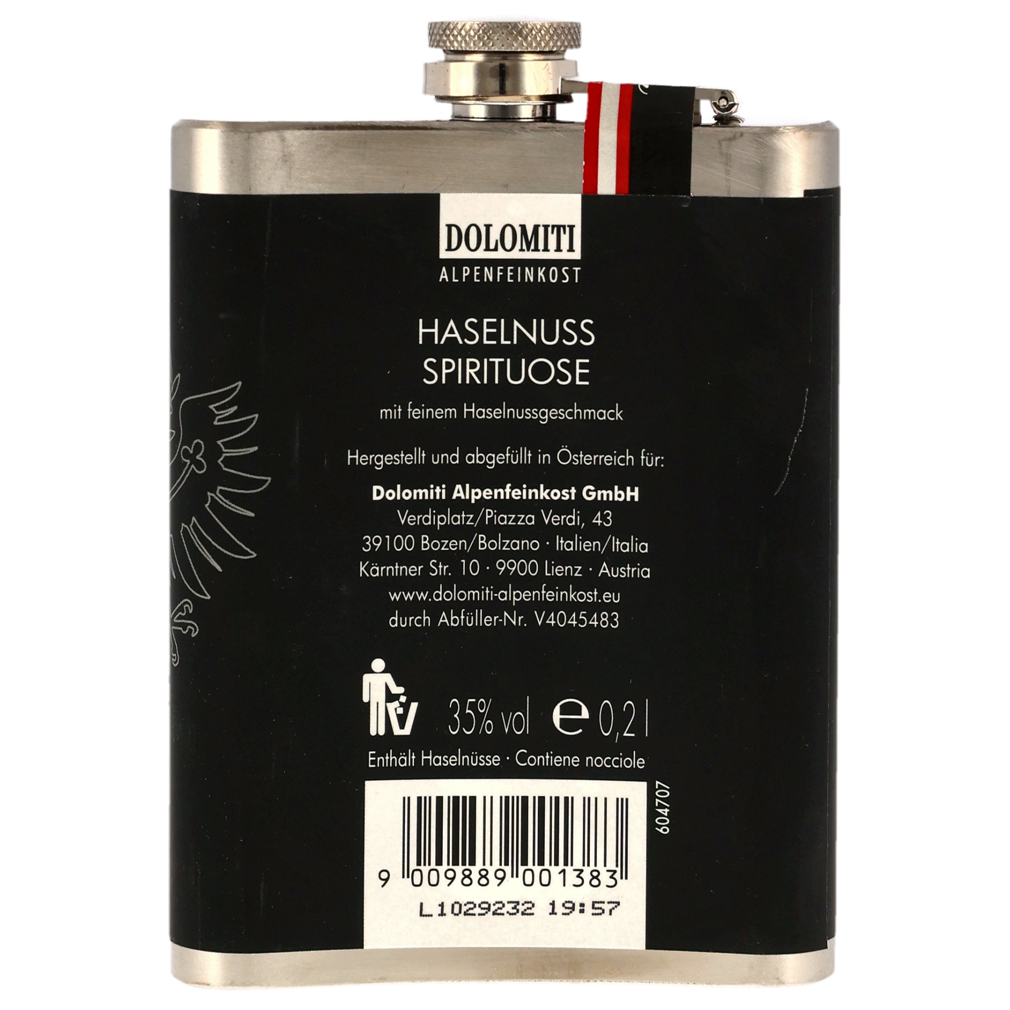 Dolomiti Haselnuss Flachmann 200ml (Prinz)