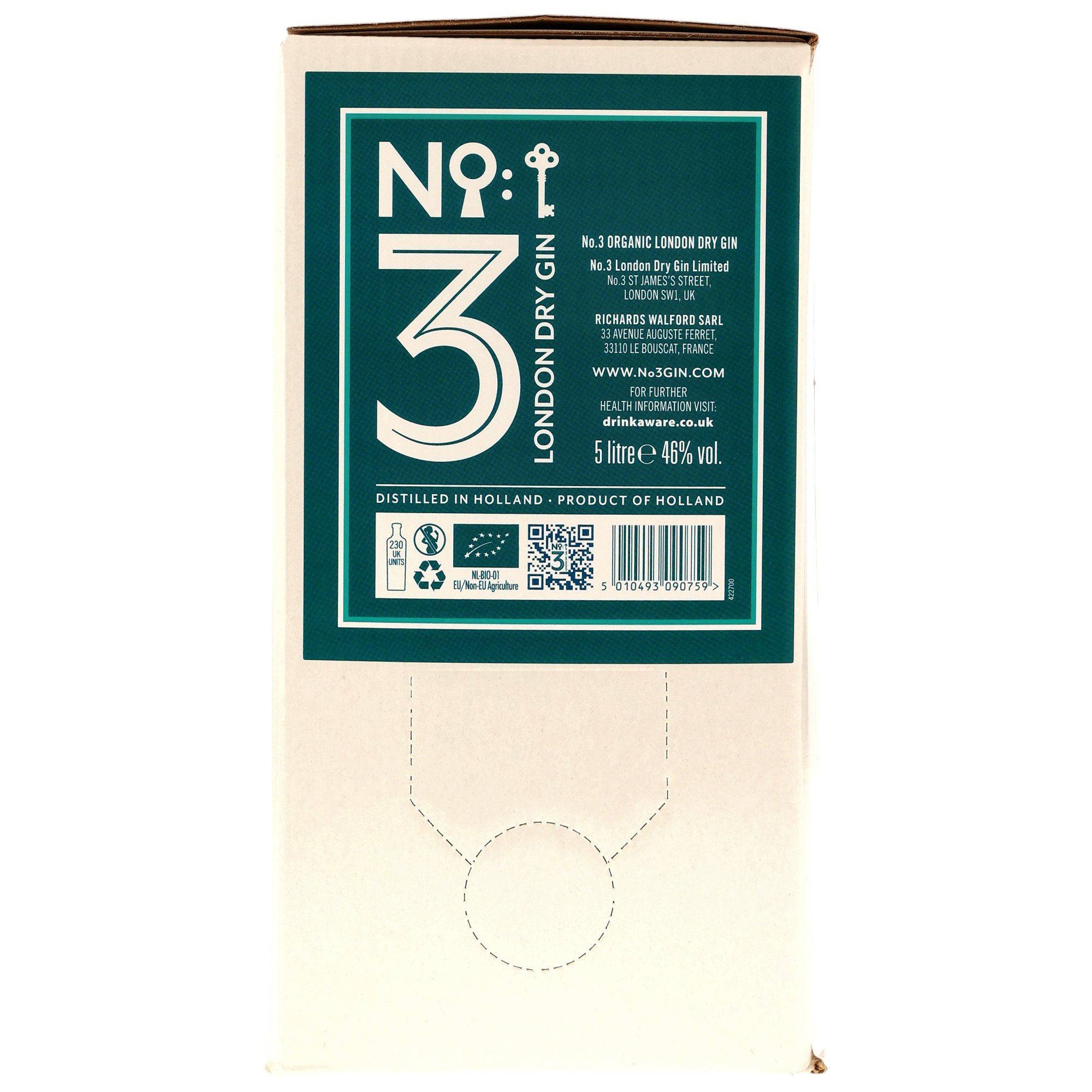 No.3 London Dry Gin - Organic -  Bag in Box (BIB) 5 Liter