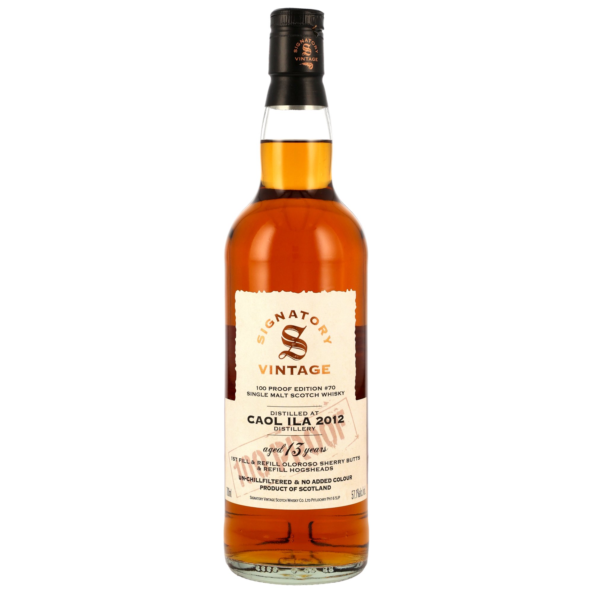 Caol Ila 2012/2026 - 13 y.o. - 1st Fill & Refill Oloroso Sherry Butts - Signatory 100 PROOF Edition #70
