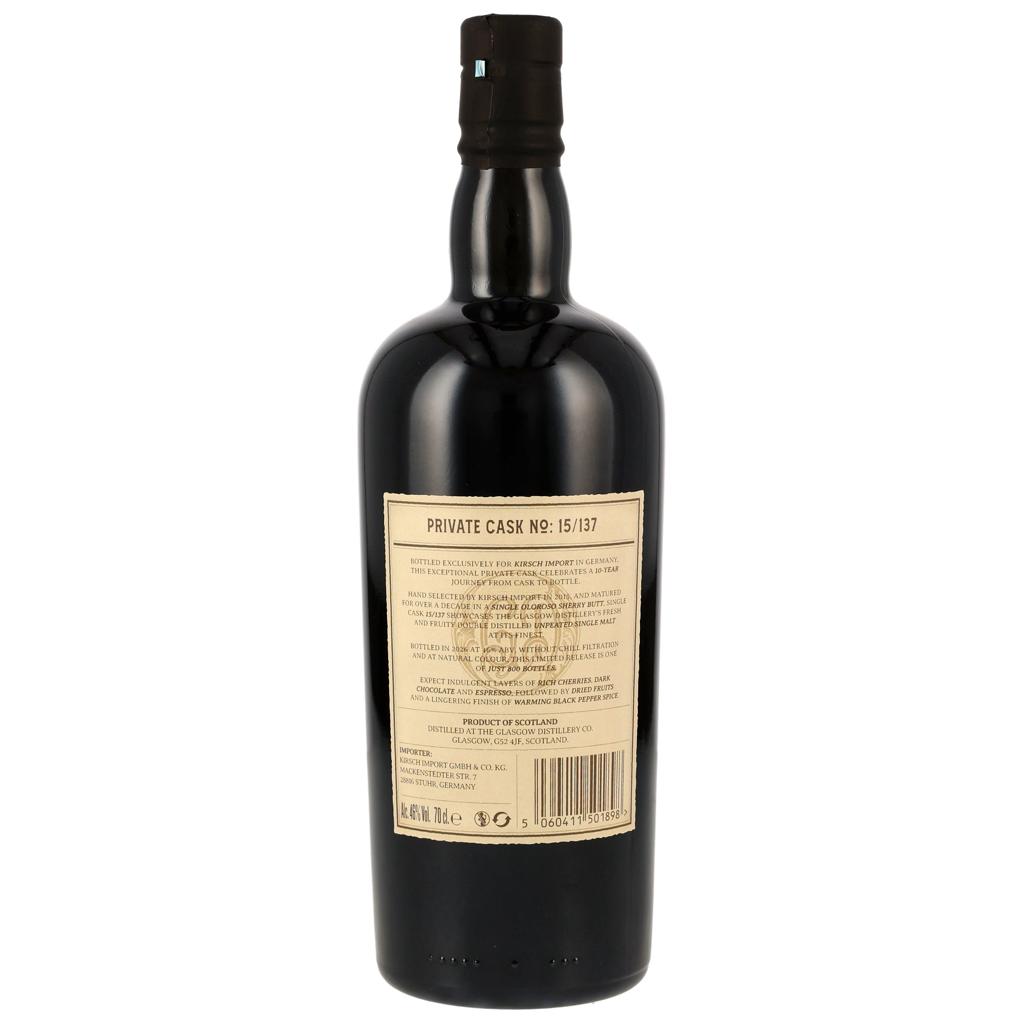Glasgow 1770 - 2015/2026 - 10 y.o. - Oloroso Sherry Butt #15/137 - Kirsch