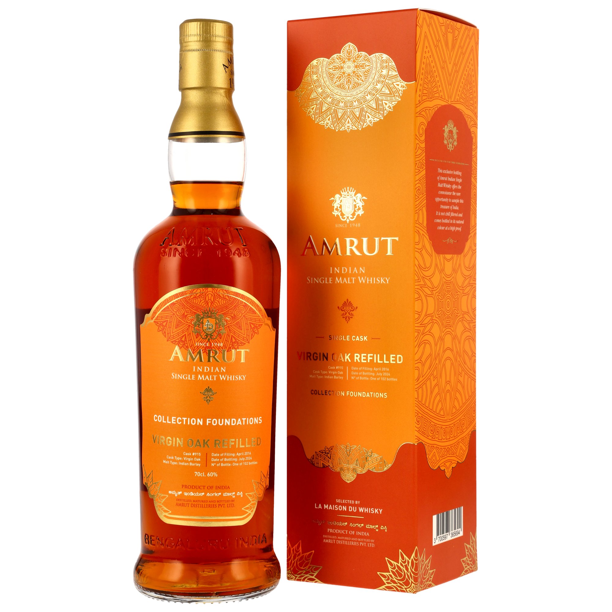 Amrut 2016/2024 - 8 y.o. - Virgin Oak Cask #915 Foundations