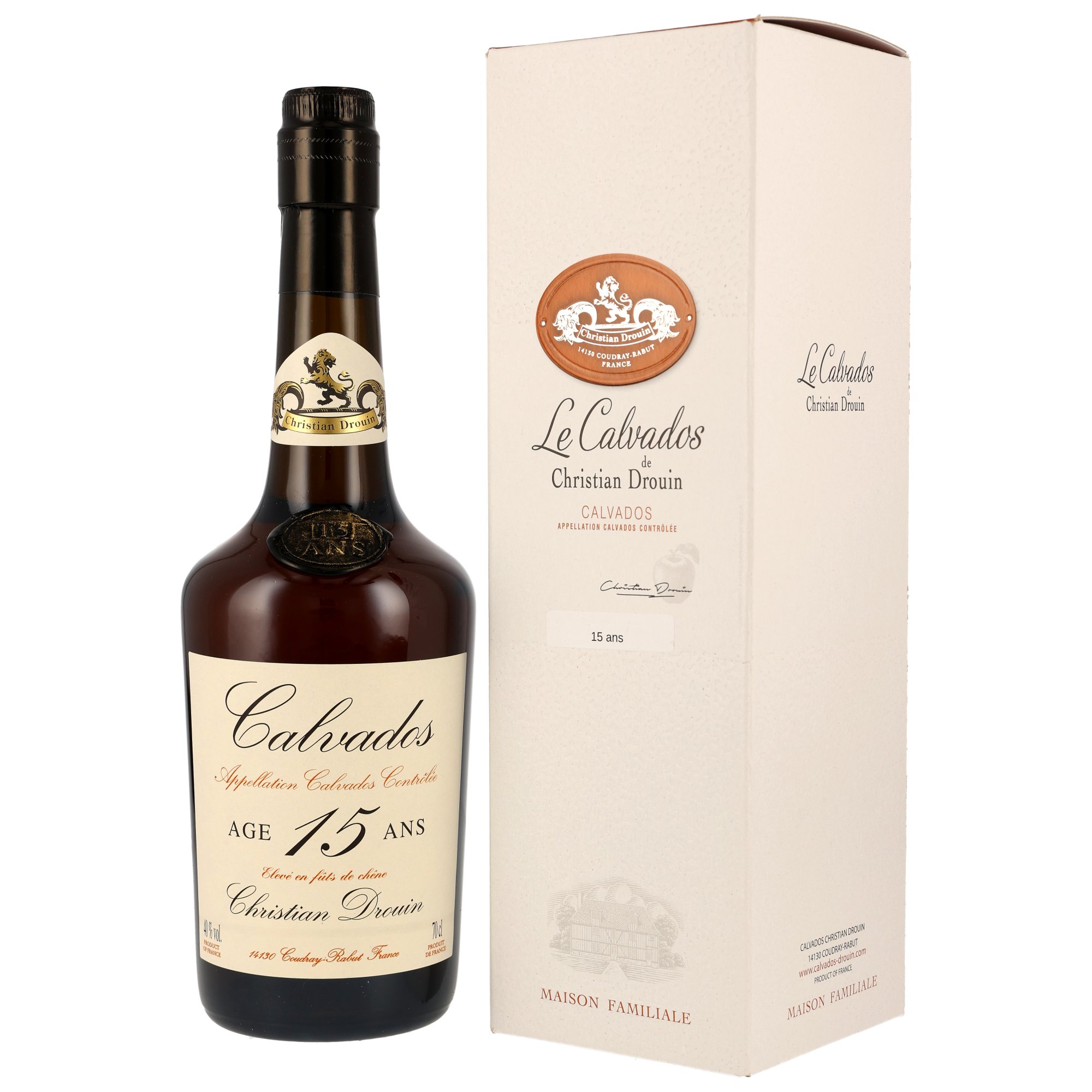 Christian Drouin 15 ans d'âge Calvados A.O.C