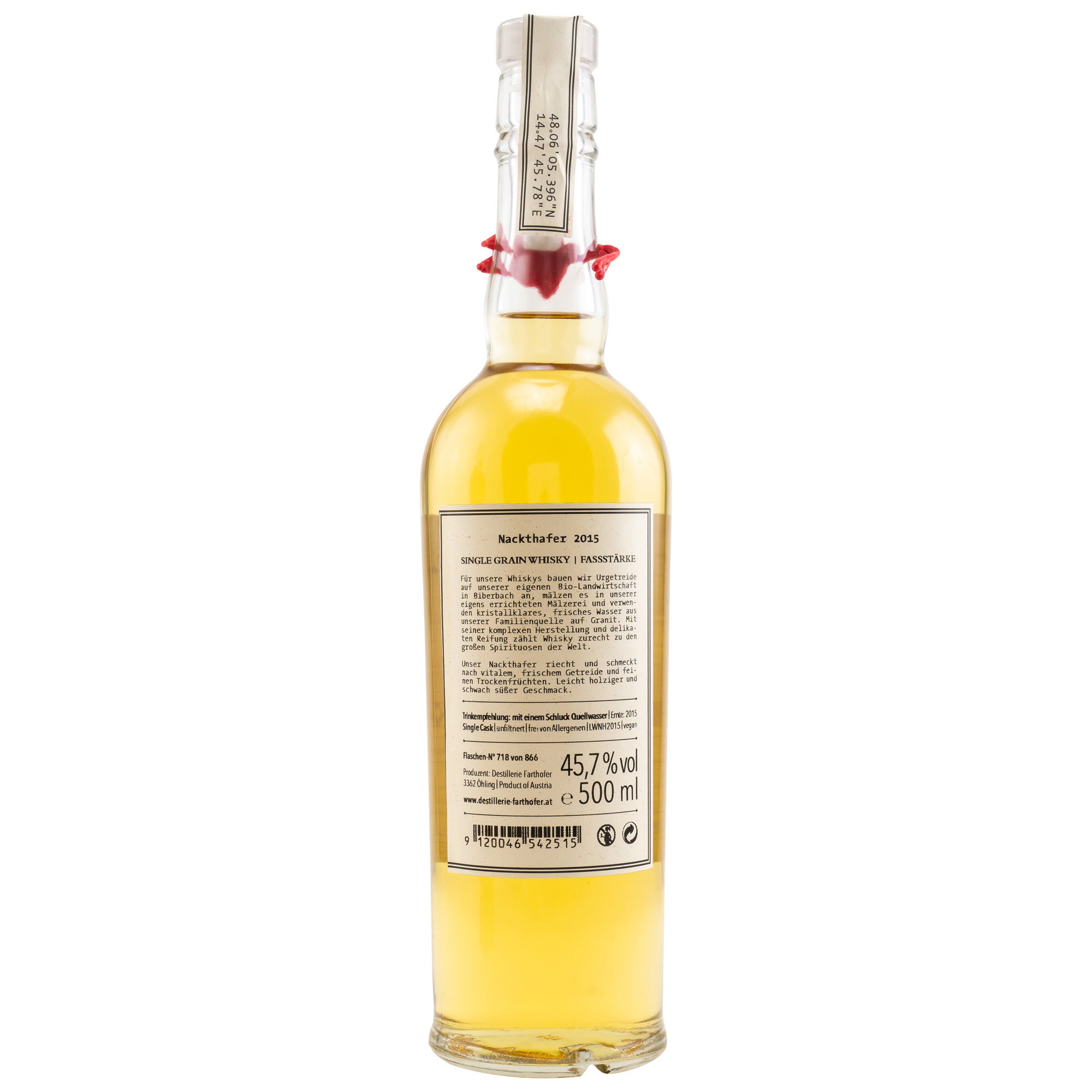 Farthofer Single Cask Whisky Nackthafer im Weinbrandfass