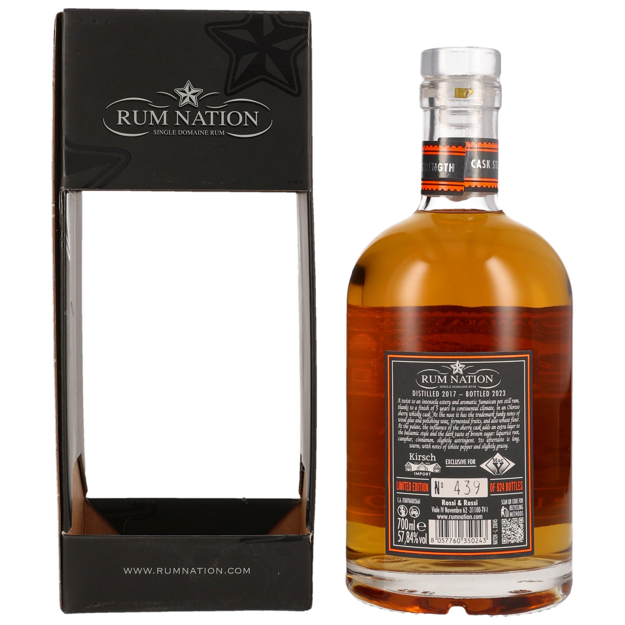 Jamaica 2017/2023 - 5 y.o. - Cask Strength Oloroso Cask KIRSCH - Rum Nation