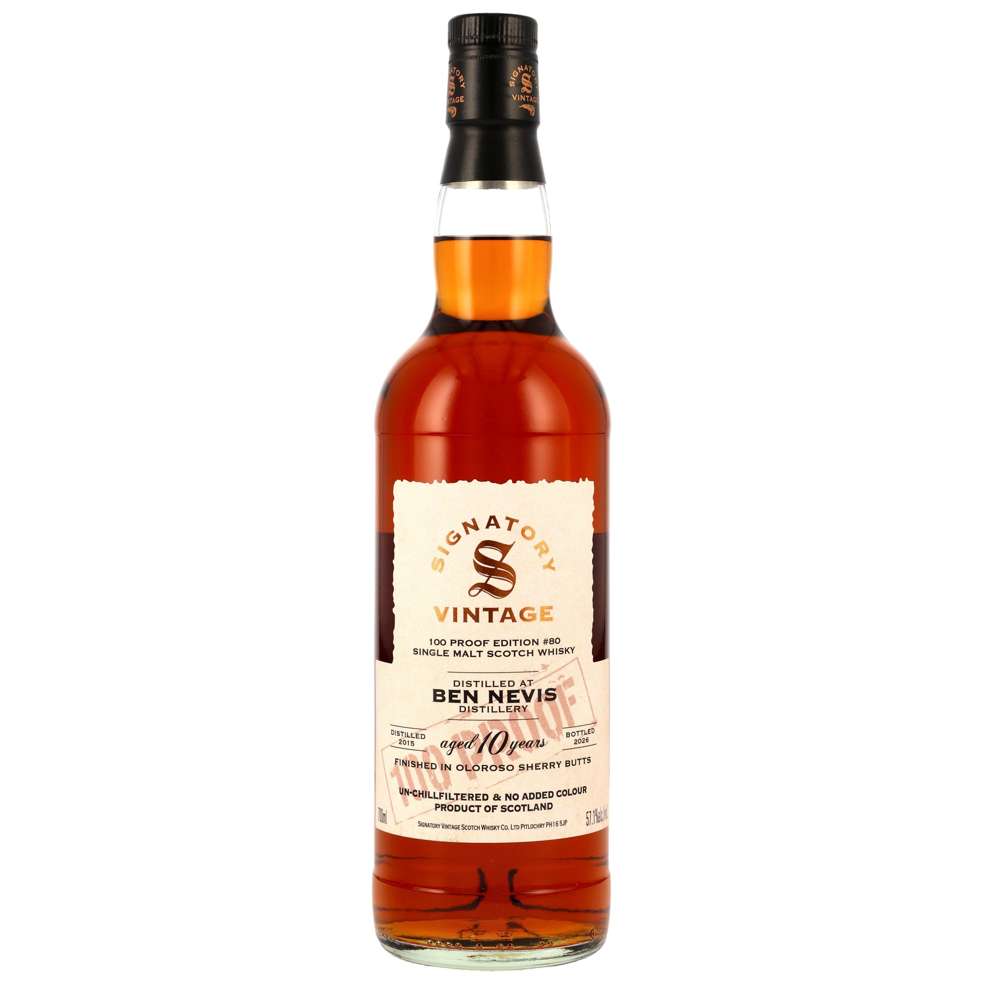 Ben Nevis 2015/2026 - 10  y.o. - Oloroso Sherry Butts Finish - Signatory 100 PROOF Edition #80