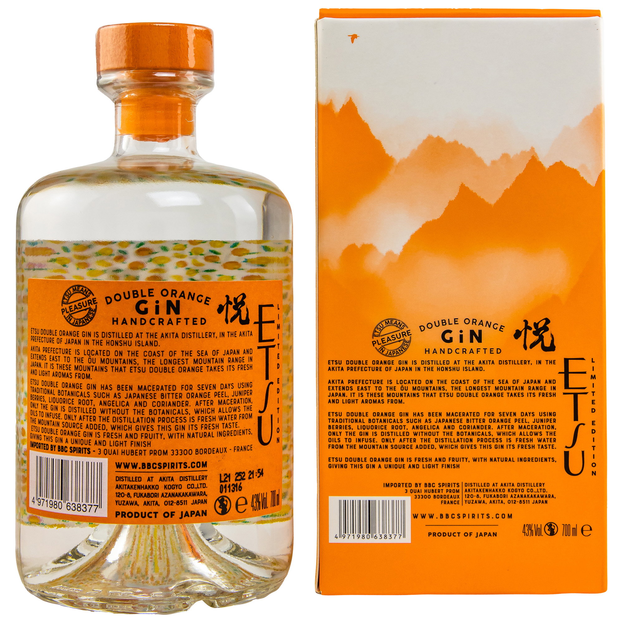 Etsu Double Orange Japanese Gin in GP