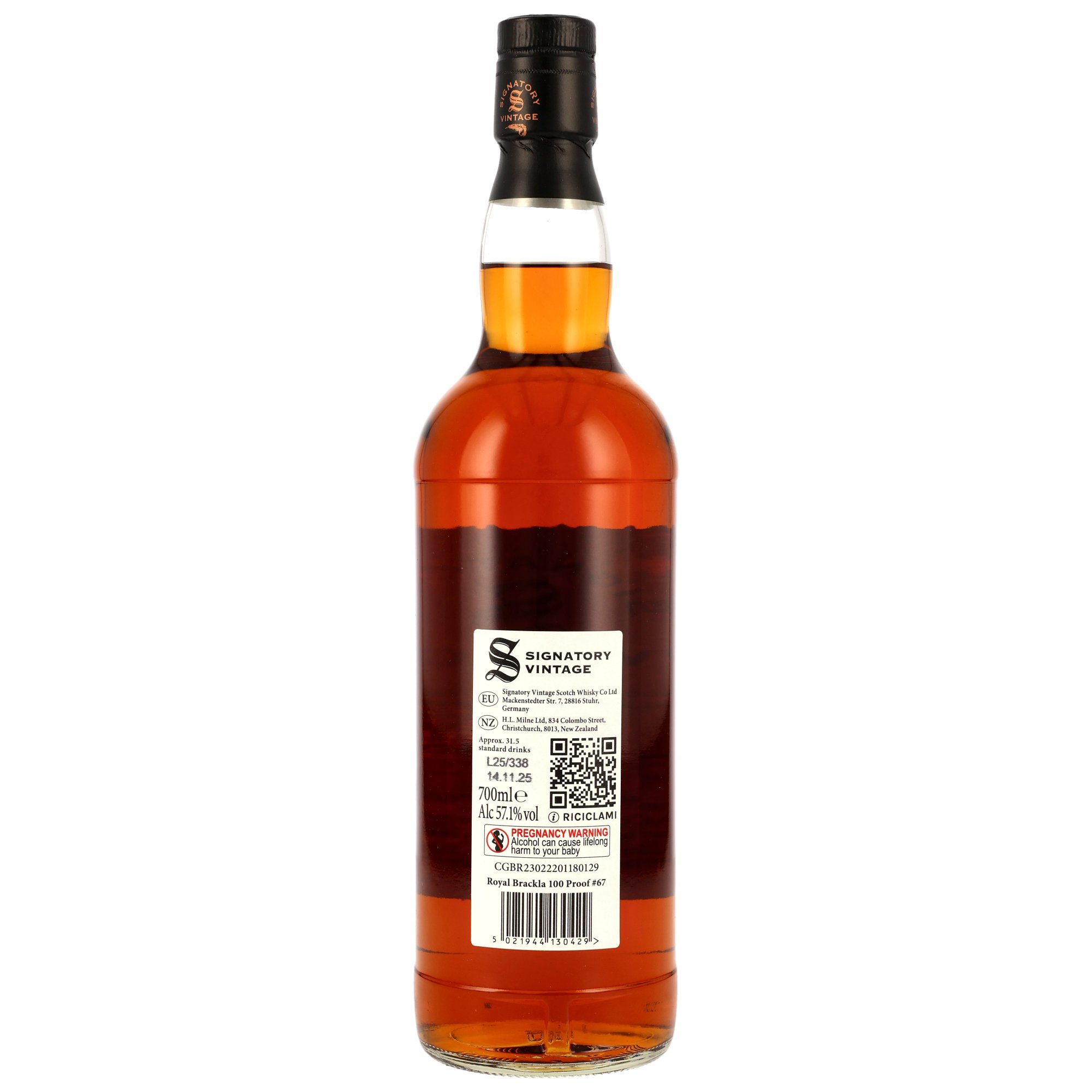 Royal Brackla 2014/2025 - 11 y.o. - 1st Fill Oloroso Sherry & Bourbon Casks - Signatory 100 PROOF Edition #67