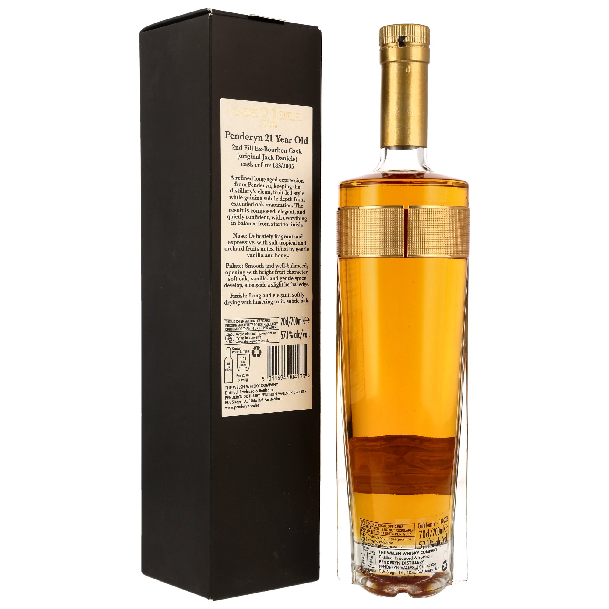 Penderyn 21 y.o. Single Cask -  2nd Fill Bourbon Cask #183/2005