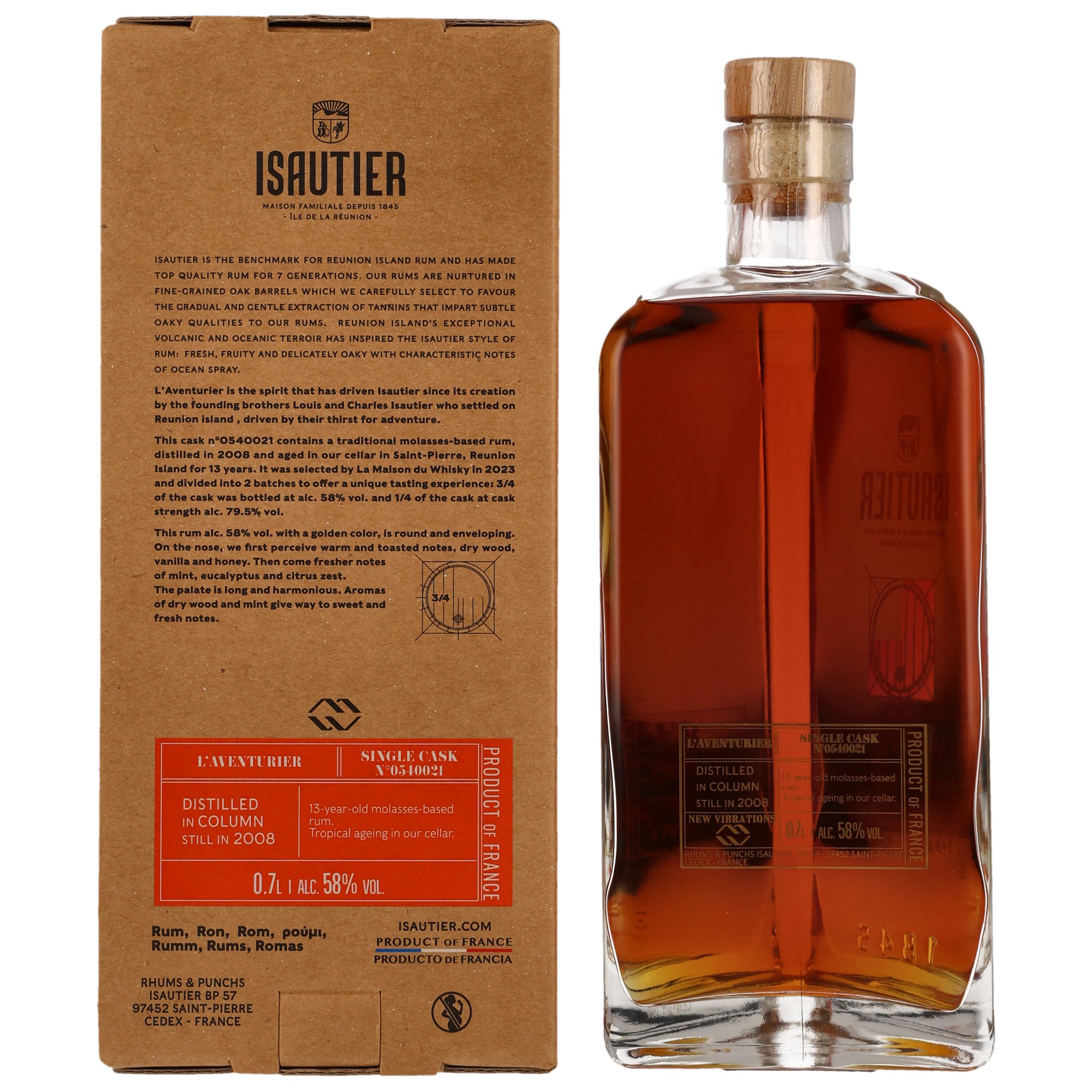 Isautier Rhum 2008/2021 - 13 y.o. L'Aventurier Rhum Vieux