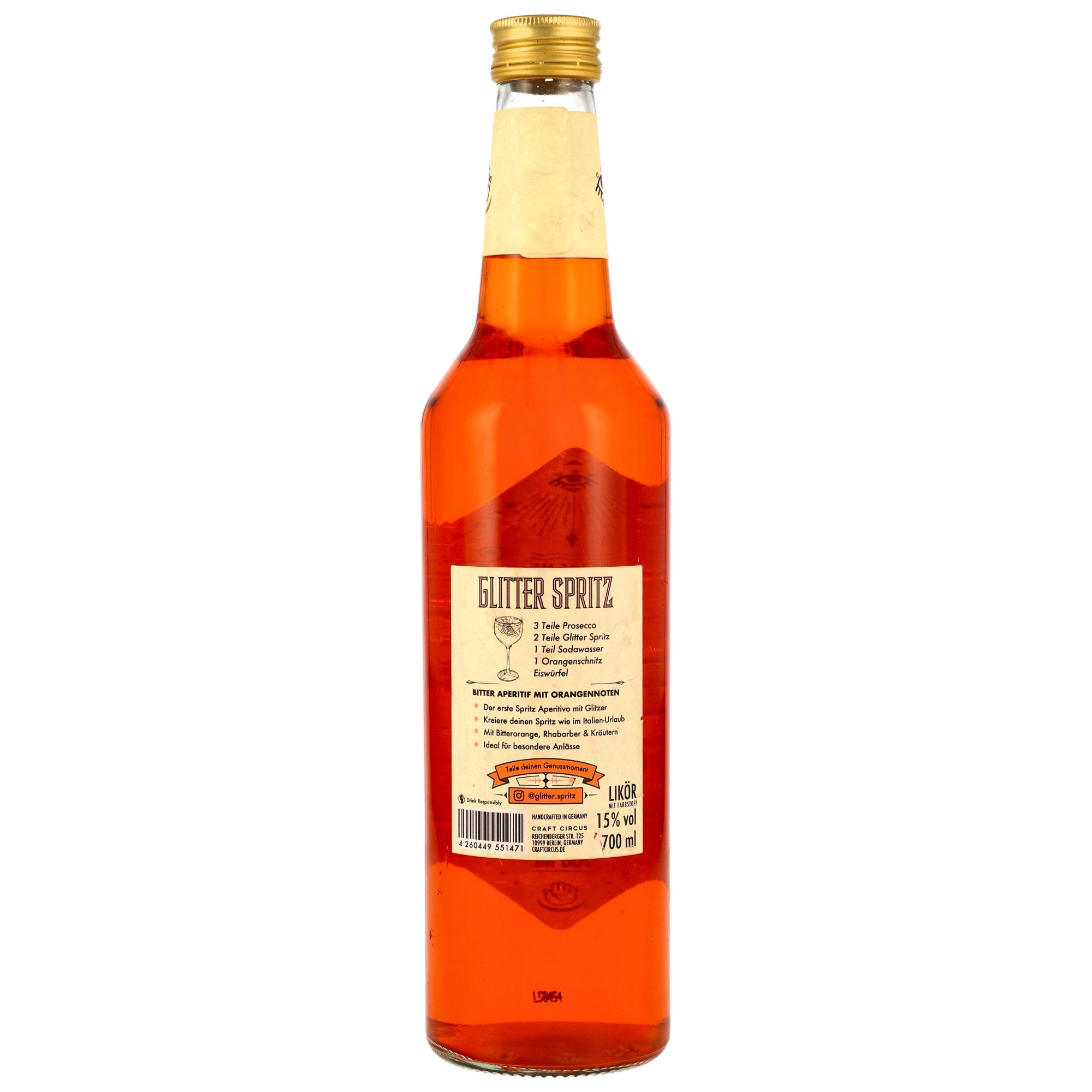 Glitter Spritz Aperitivo Bitter Orange Rhubarb & Herbs -Etikett mit Mängeln/ Dellen im Deckel