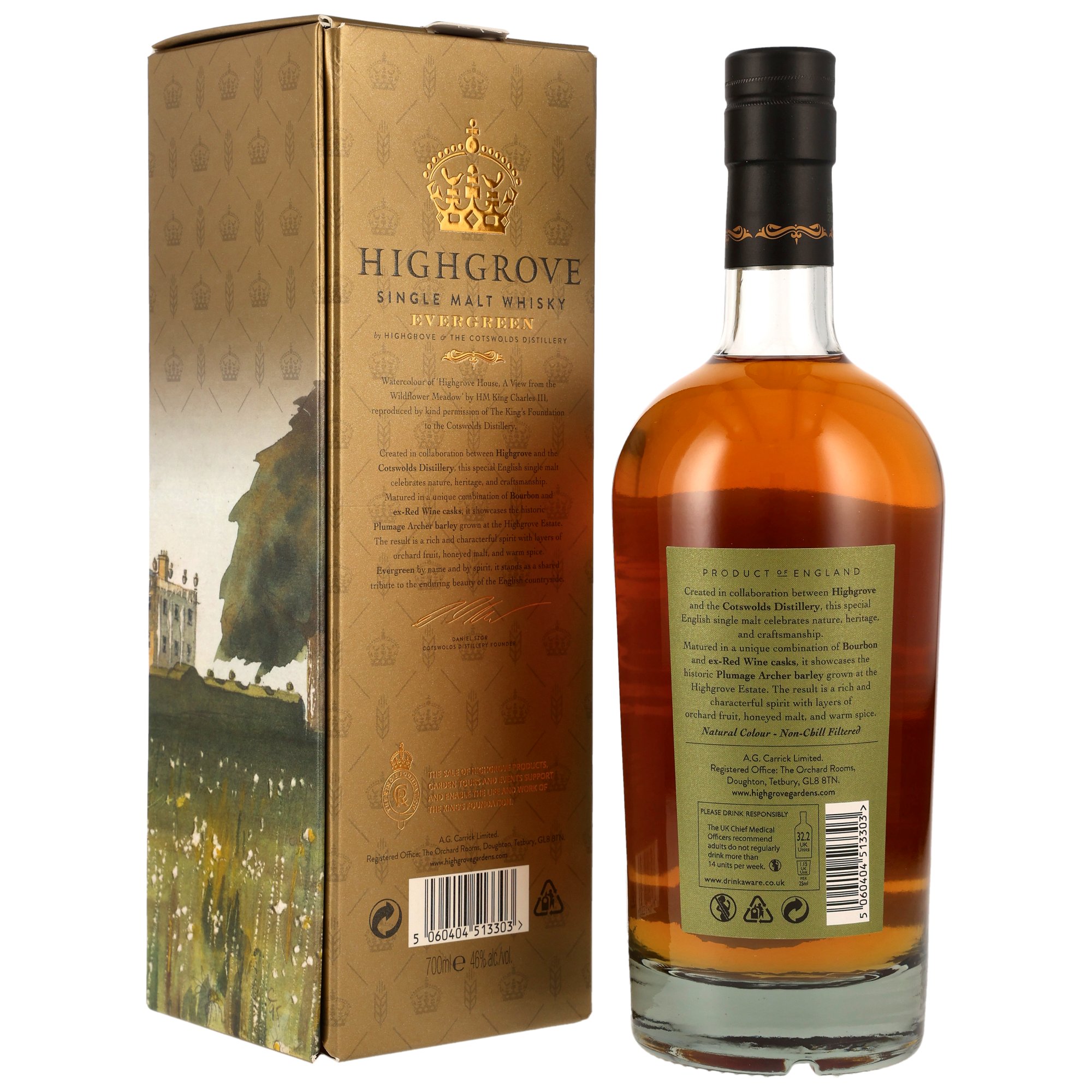 Cotswolds Highgrove Evergreen Whisky - Ex-Red Wine & Bourbon Casks