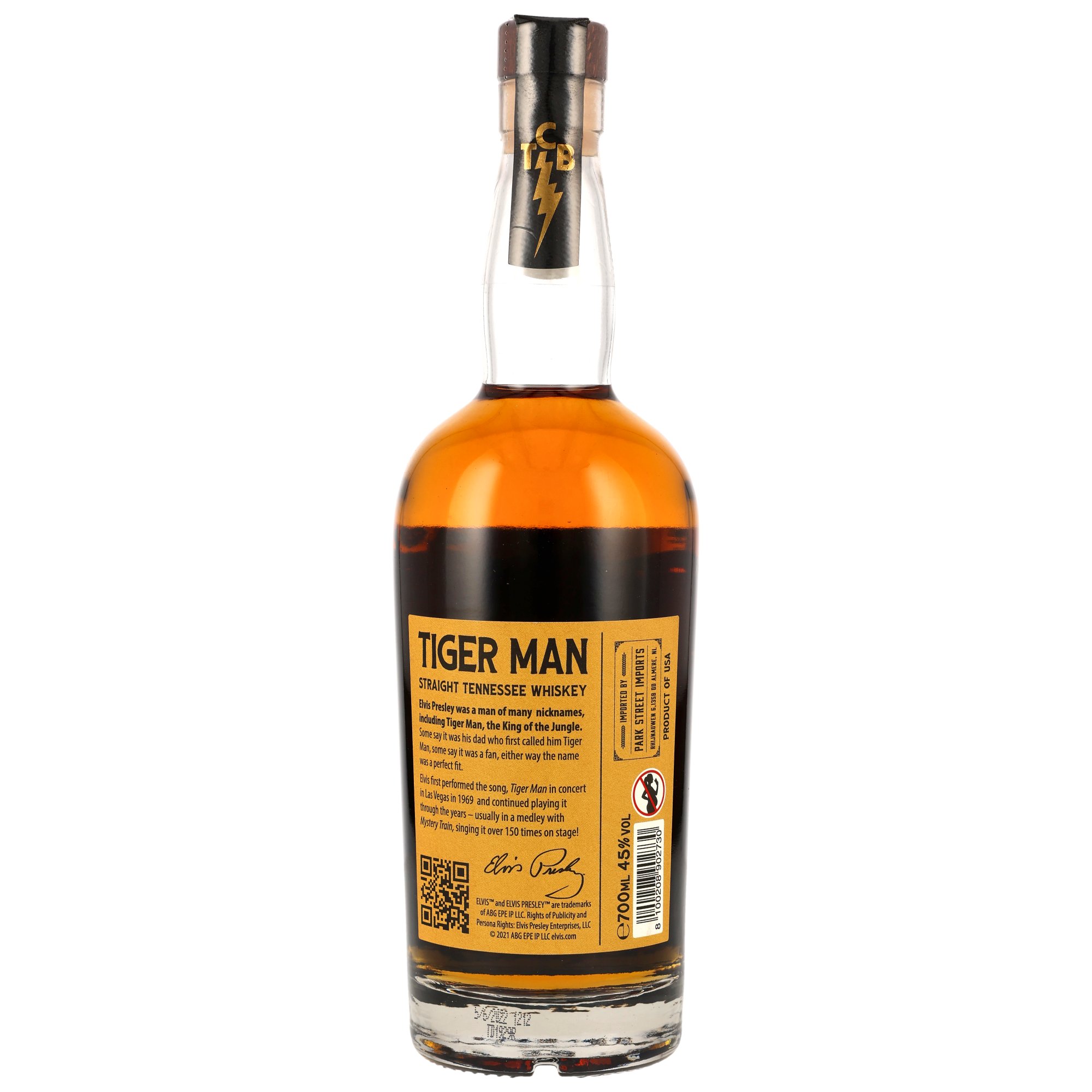 Elvis Tiger Man Straight Tennessee Whiskey - 45%