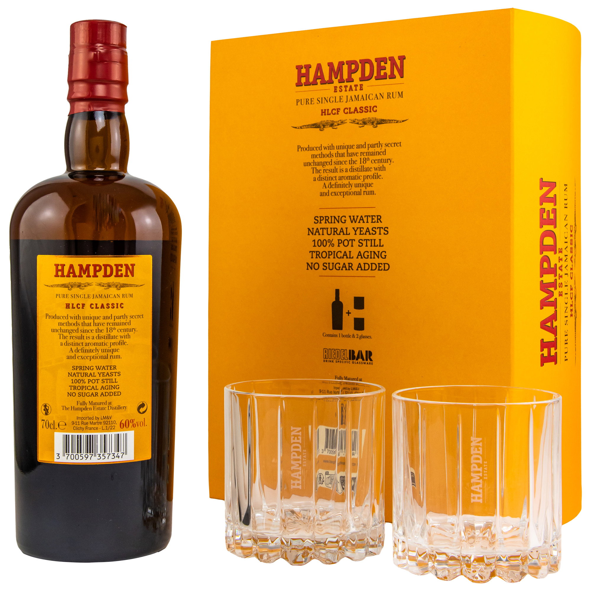 HAMPDEN HLCF Classic - Pure Single Jamaican Rum 60% in Buch + 2 Gläser