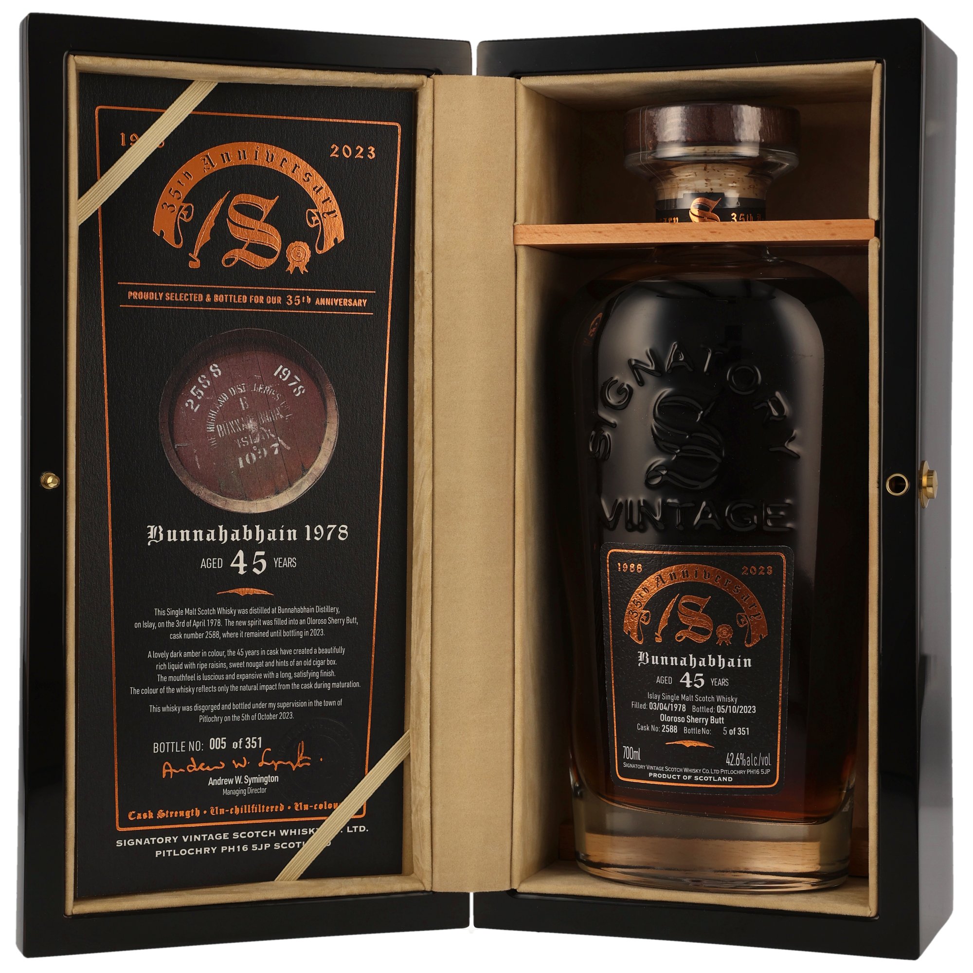 Bunnahabhain 1978/2023 - 45 y.o. #2588 - 35th Anniversary - Sig RR