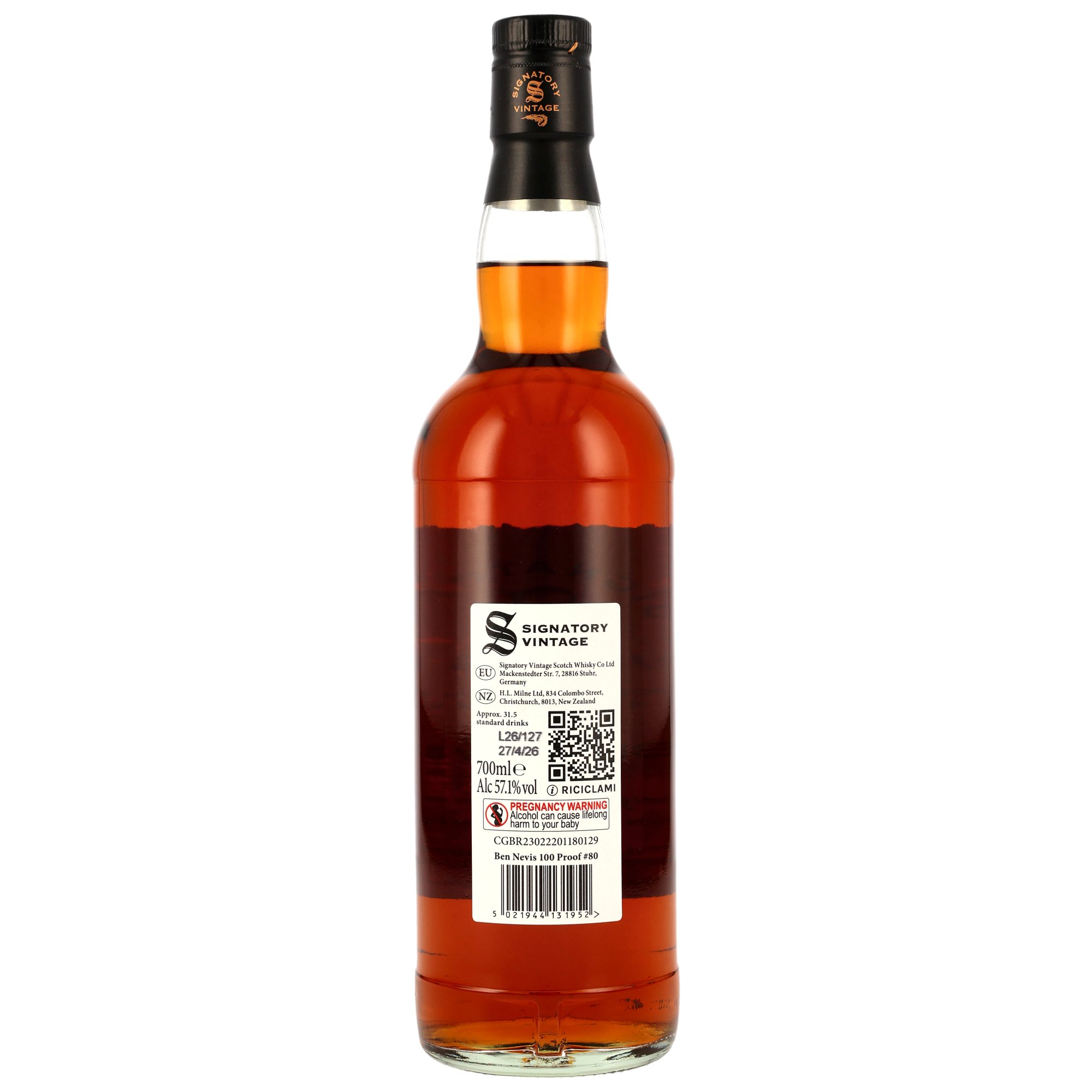 Ben Nevis 2015/2026 - 10  y.o. - Oloroso Sherry Butts Finish - Signatory 100 PROOF Edition #80