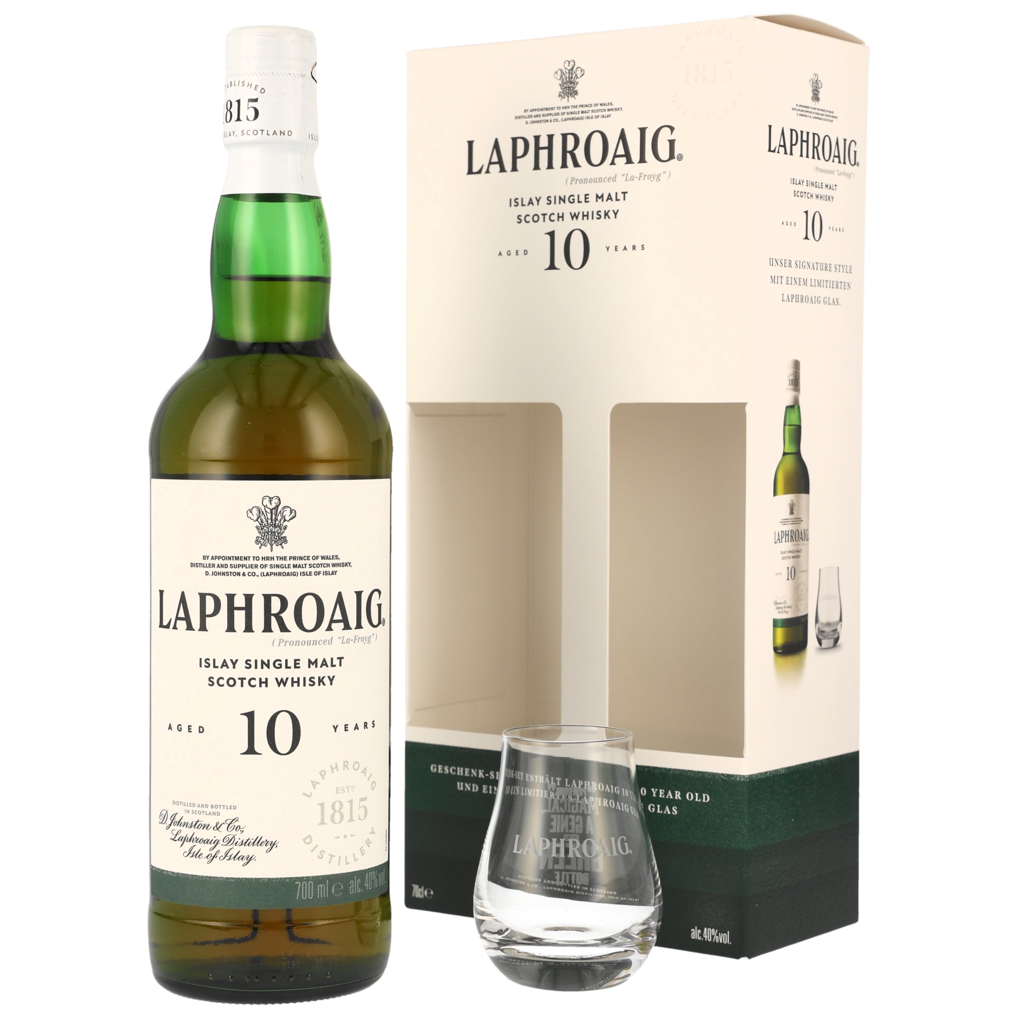 Laphroaig 10 y.o. mit 1 Glas - Neue Ausstattung