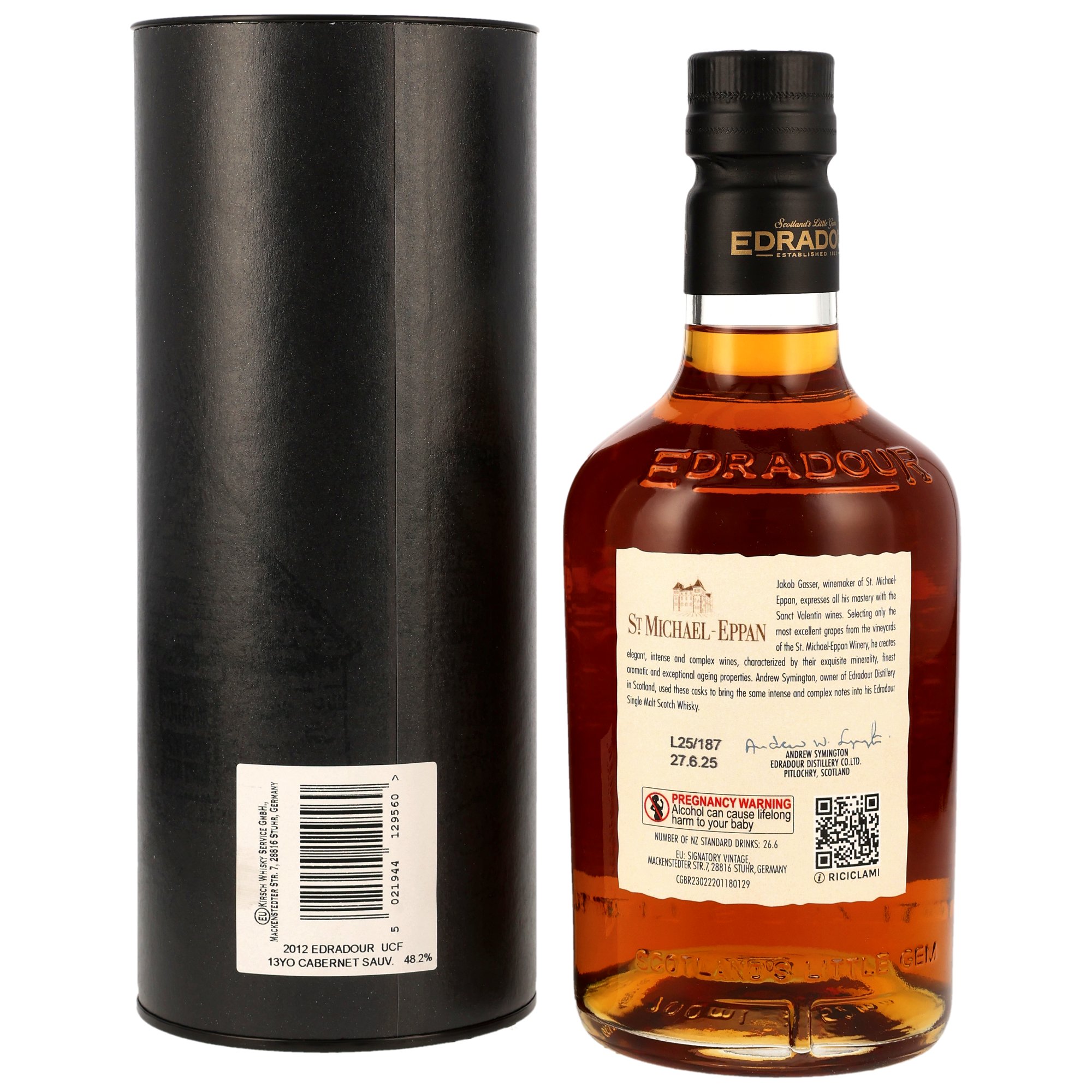 Edradour 2012/2025 - 13 y.o. - 1st Fill Cabernet Sauvignon Casks #703+704+706 - St. Michael Eppan