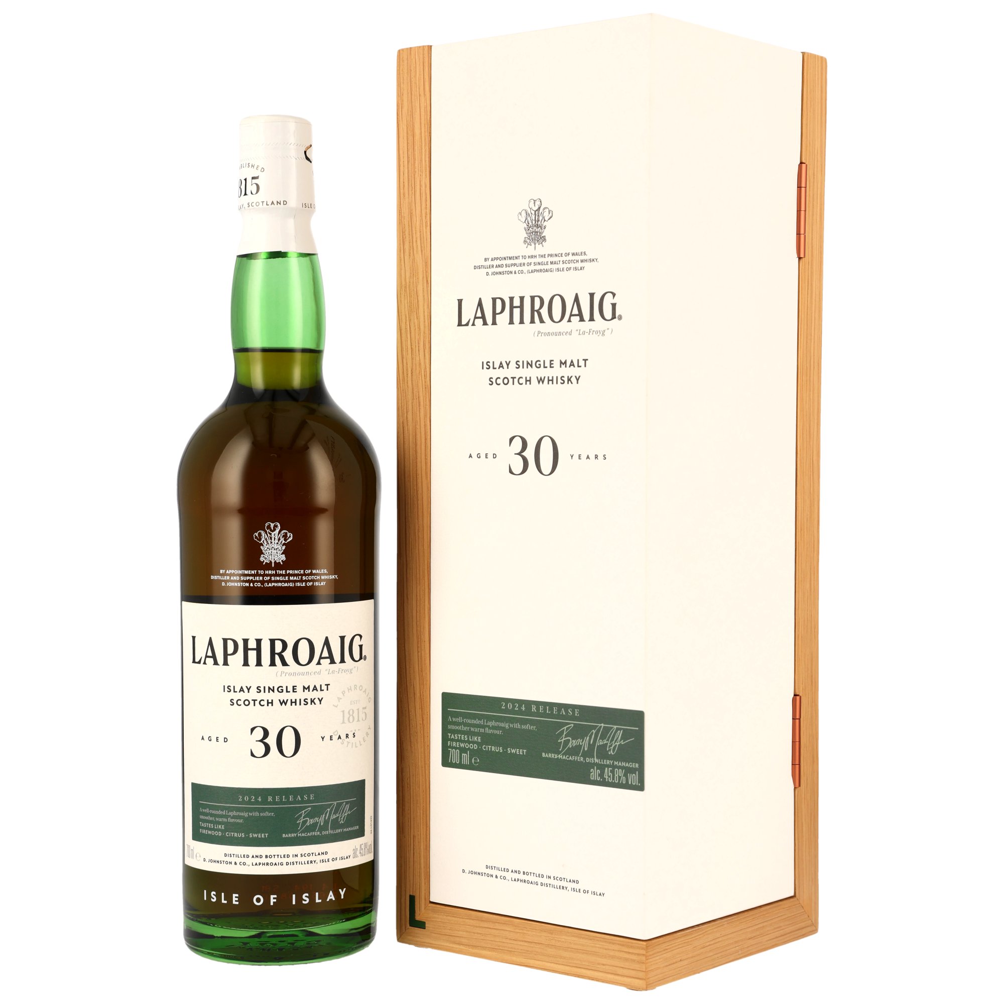 Laphroaig 30 y.o. 2024 Release Bourbon & Sherry Casks
