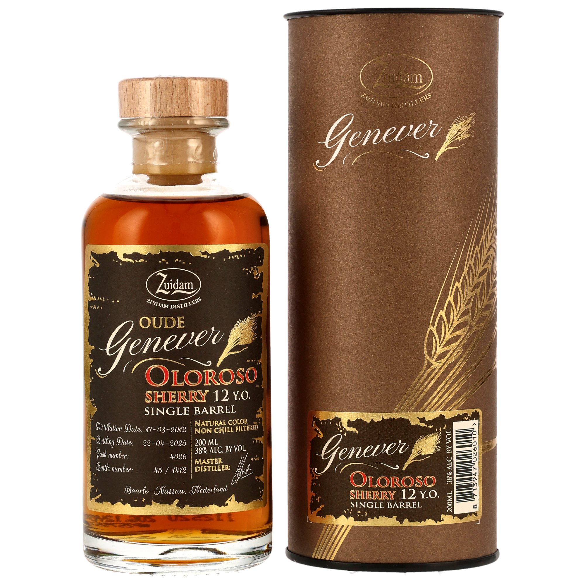 Zuidam Oude Genever 2012/2025 -12 y.o. - Oloroso Barrel #4026 - 200ml