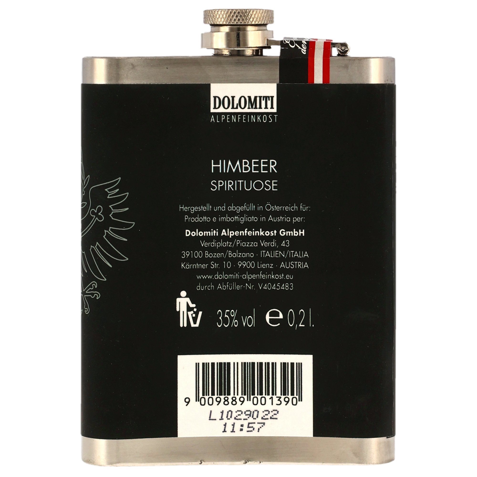 Dolomiti Wald-Himbeer Flachmann 200ml (Prinz)