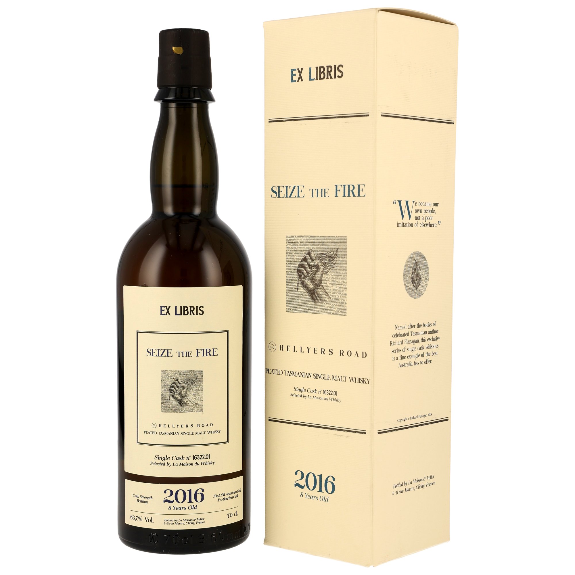 Hellyers Road 2016 - 8 y.o. - 1st Fill ex-Bourbon Cask #16322.01 - Ex Libris Seize The Fire