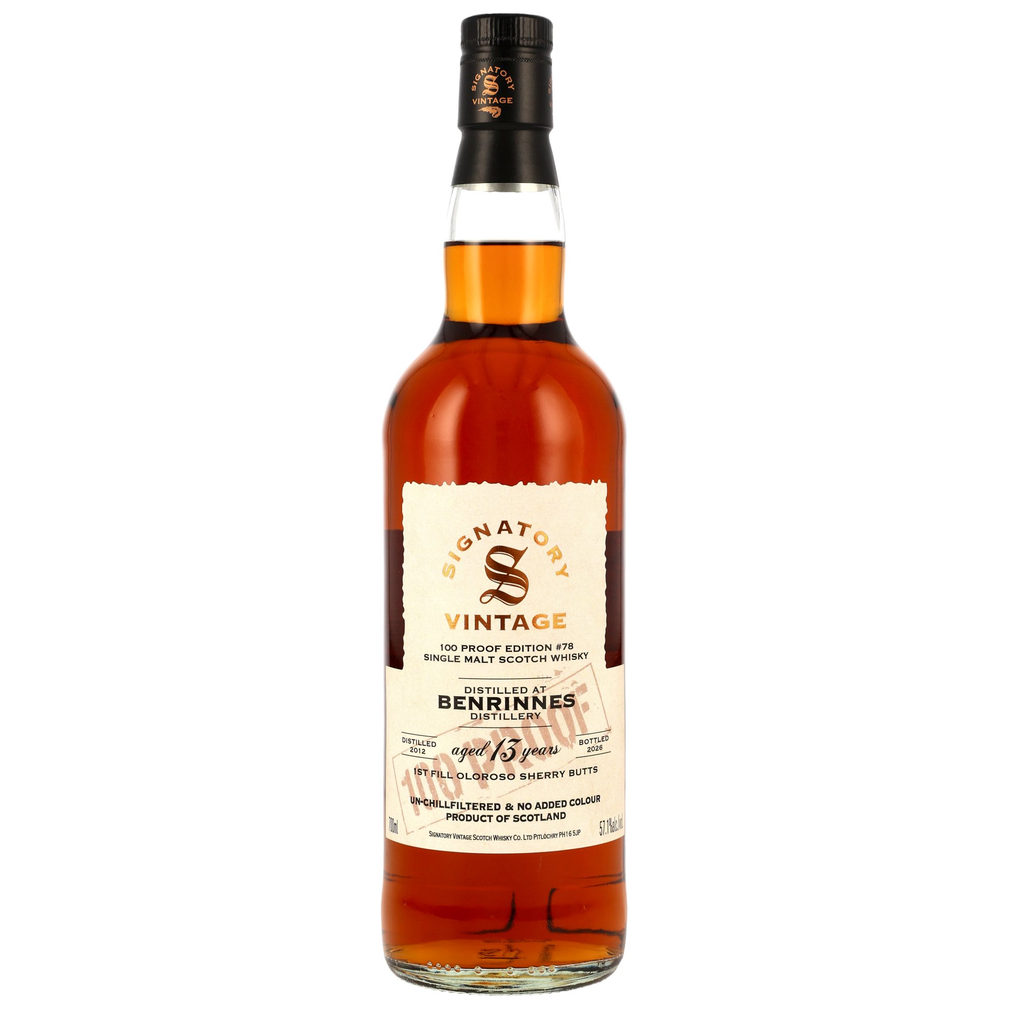 Benrinnes 2012/2026 - 13 y.o. - 1st Fill Oloroso Sherry Butts - Signatory 100 PROOF Edition #78