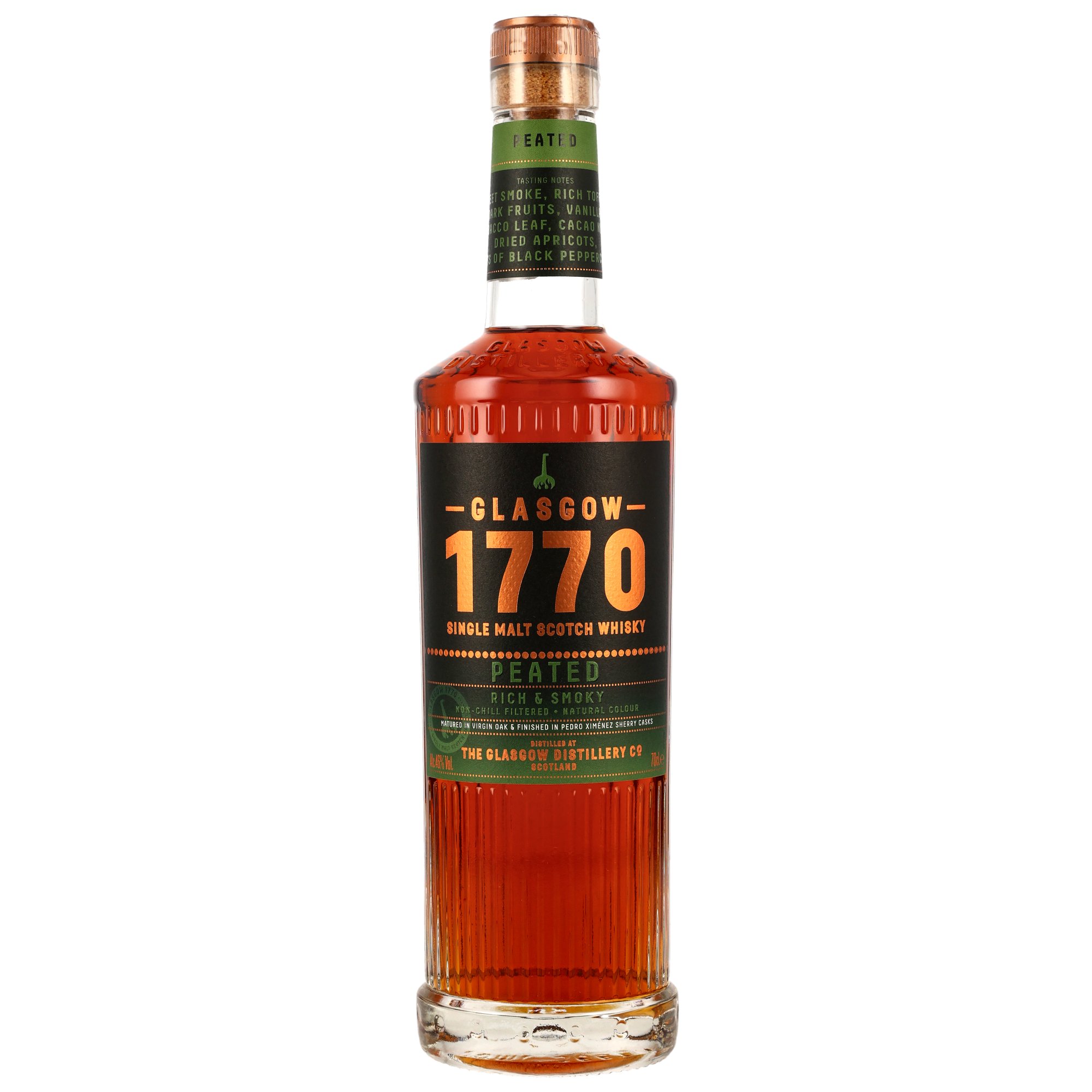 Glasgow 1770 - Peated - Rich & Smoky - Virgin Oak, PX Sherry Cask Finish - 700ml ohne GP