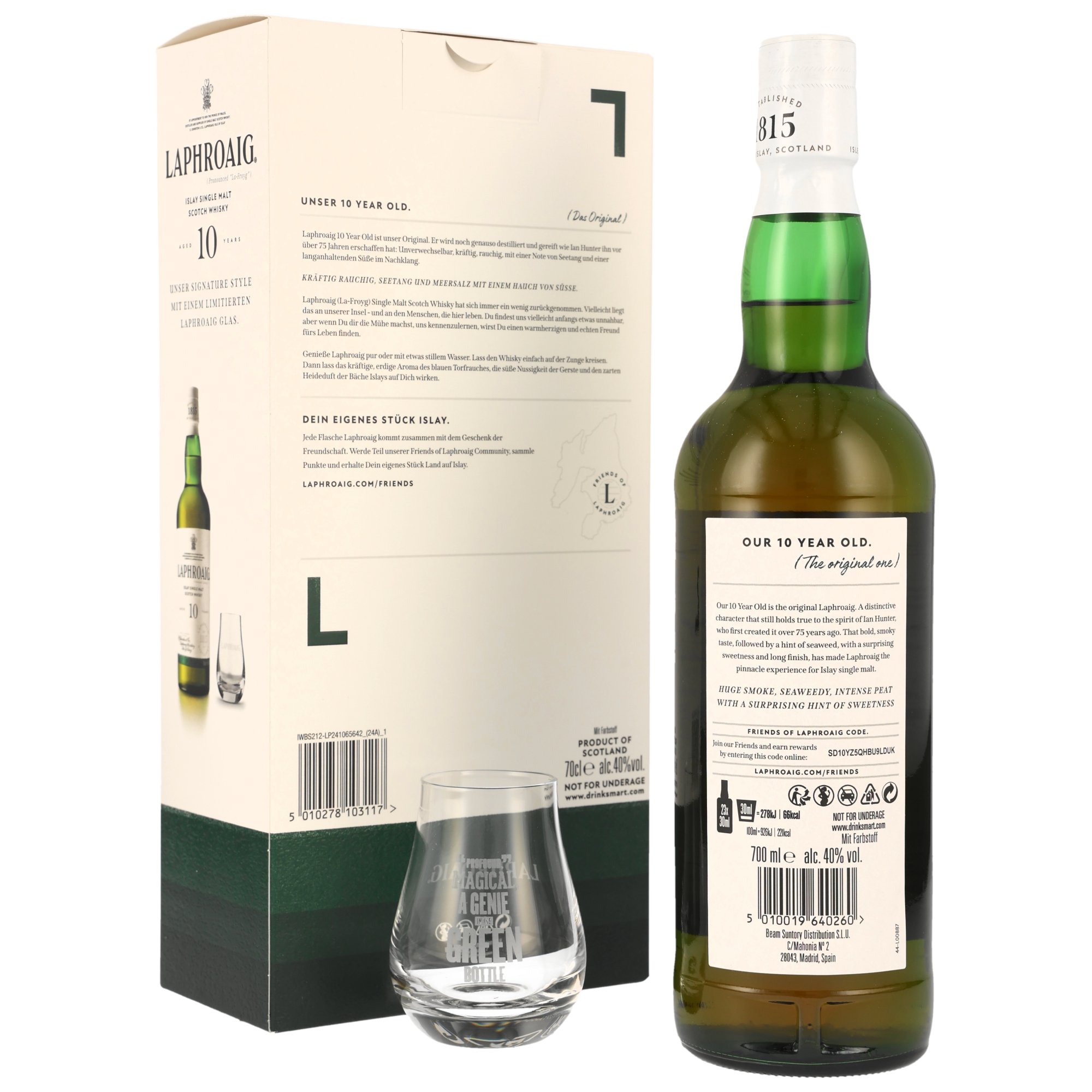 Laphroaig 10 y.o. mit 1 Glas - Neue Ausstattung