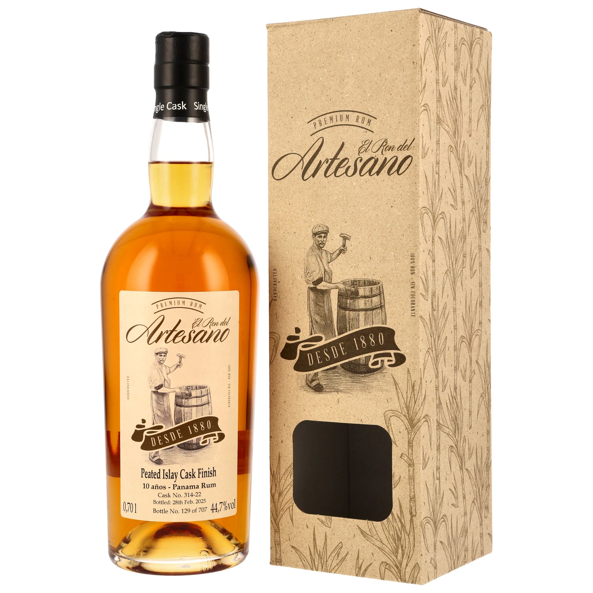 Ron Artesano Rum 10 y.o. Peated Islay Cask Finish #314-22