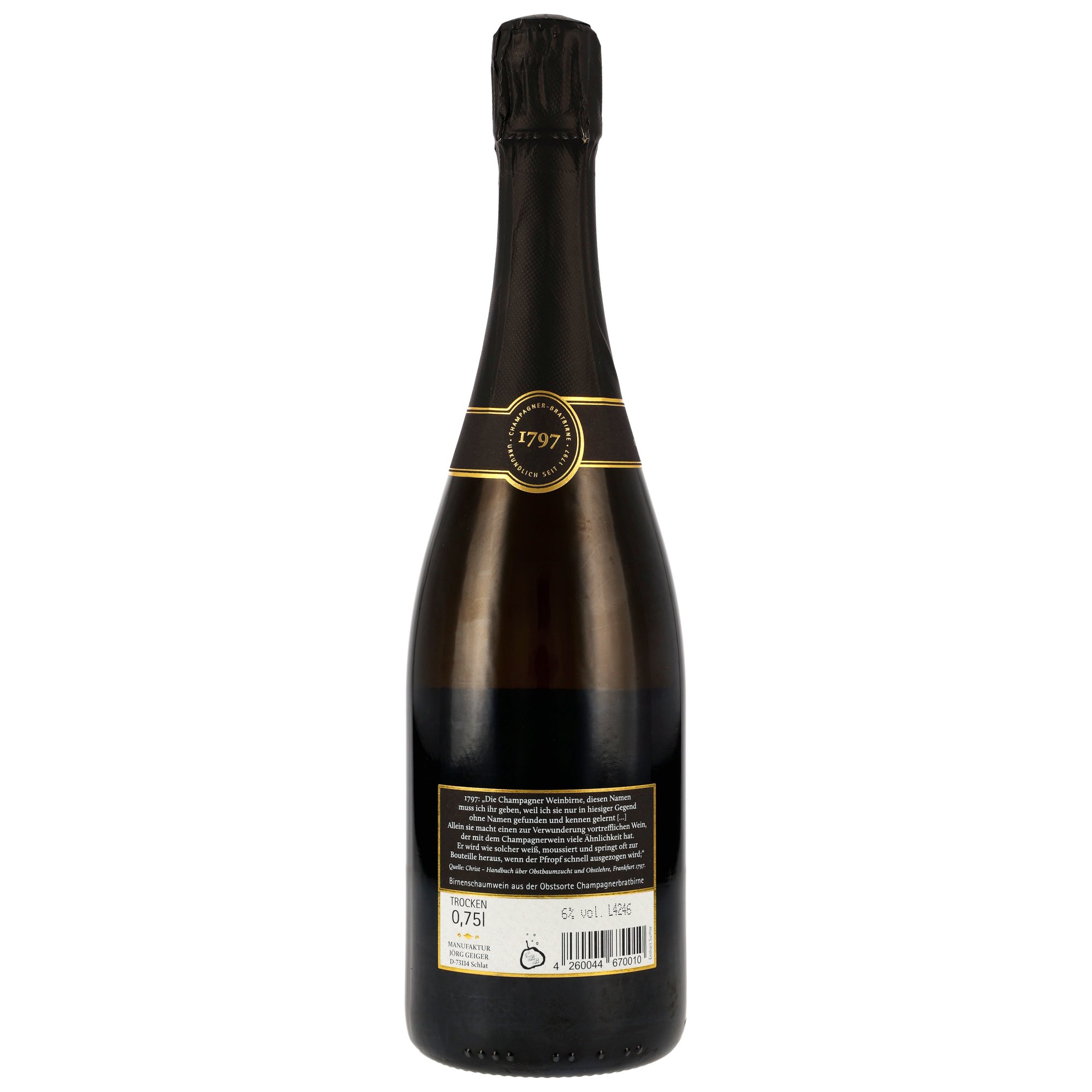 C.-Bratbirne BirnenschaumweinTrocken - Manufaktur Jörg Geiger