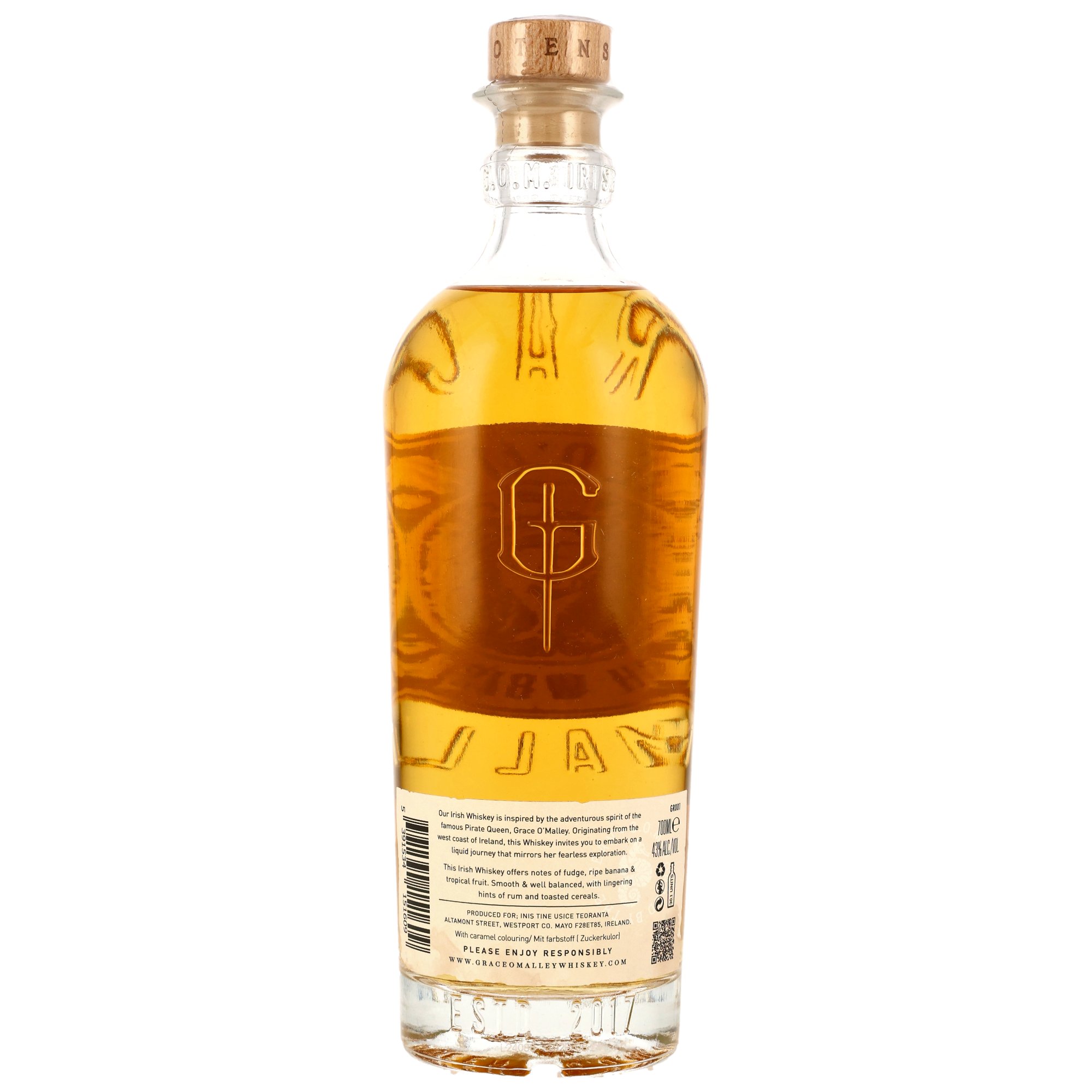 Grace O‘Malley Rum Cask Whiskey - ohne GP - 43 %