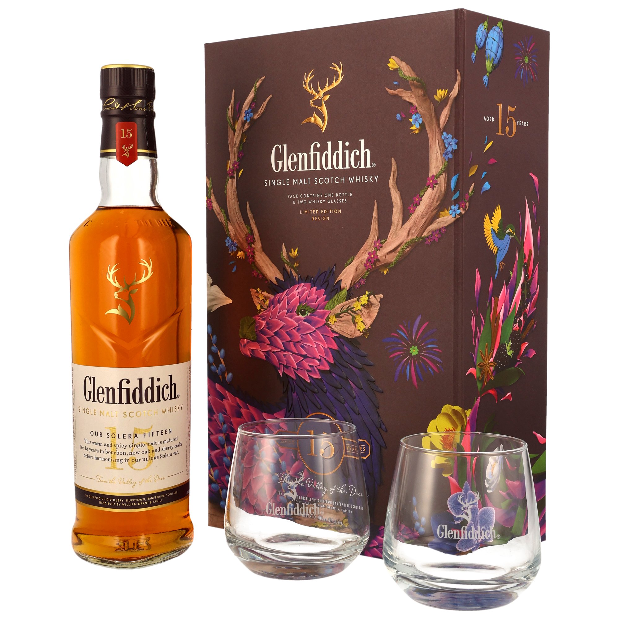 Glenfiddich Solera 15 y.o. + 2 Gläser Neue Ausstattung