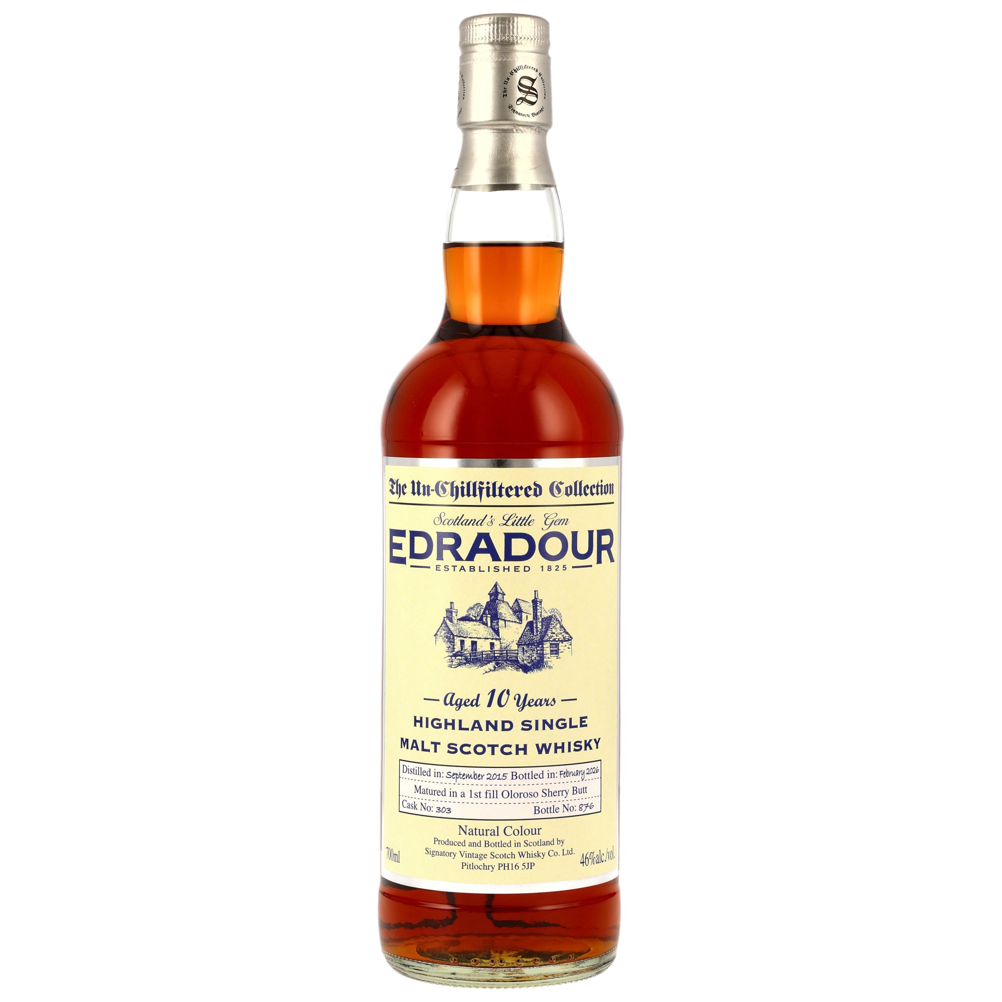 Edradour 2015/2026 - 10 y.o. - 1st Fill Oloroso Sherry Butt #303 - Sig un-chill (ohne Tube)