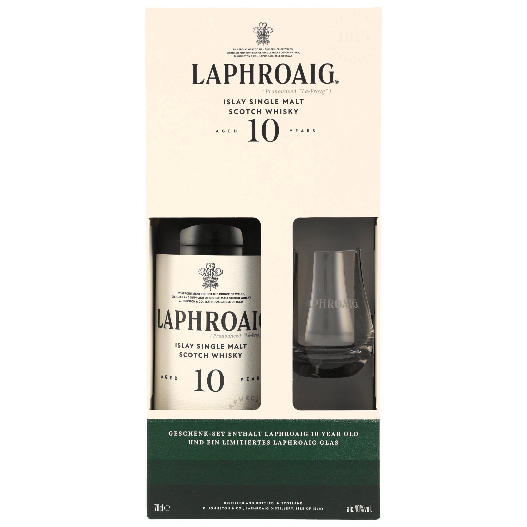 Laphroaig 10 y.o. mit 1 Glas - Neue Ausstattung