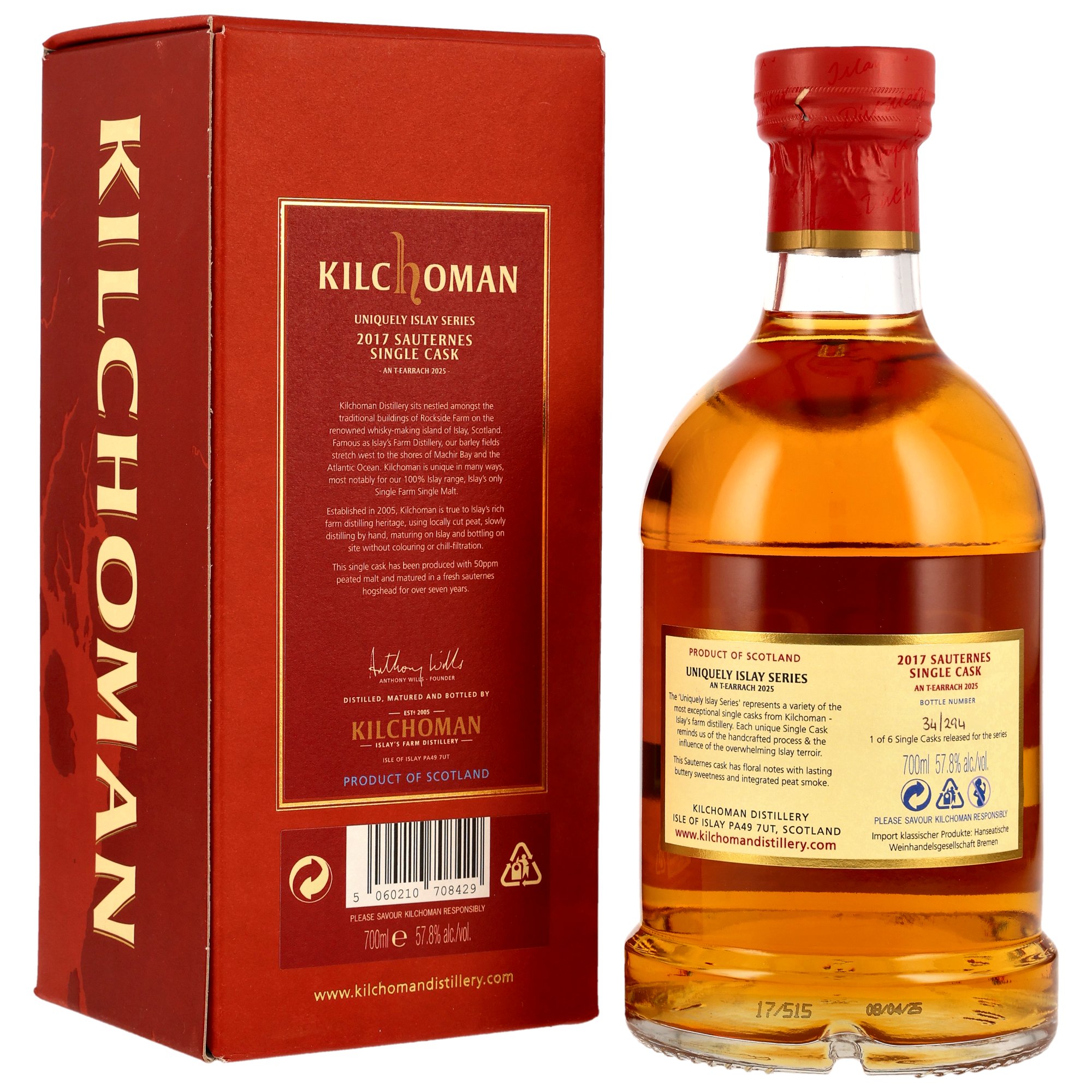 Kilchoman 2017/2025 - 7 y.o - Sauternes Cask #17/515 An T-Earrach 2025