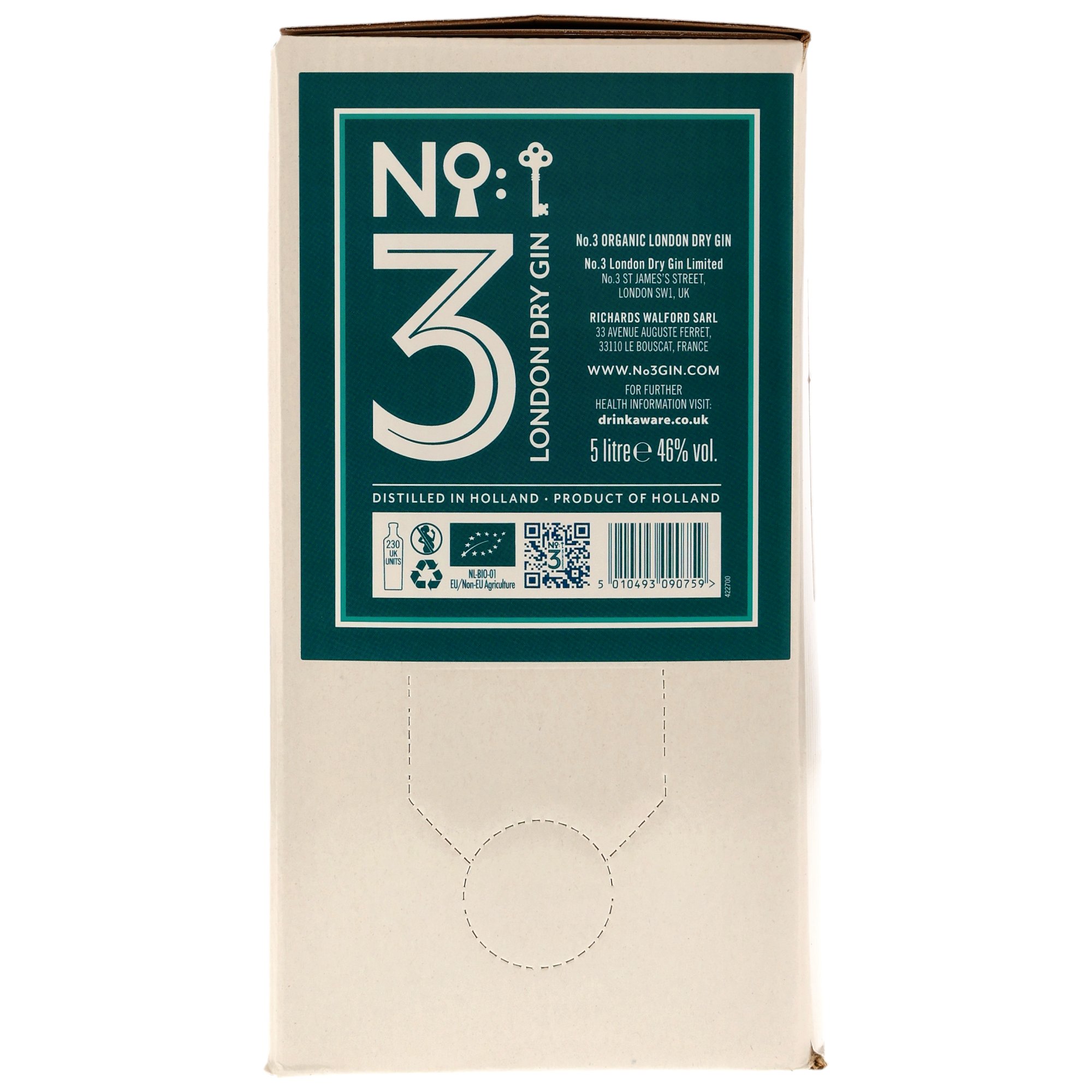 No.3 London Dry Gin - Organic -  Bag in Box (BIB) 5 Liter
