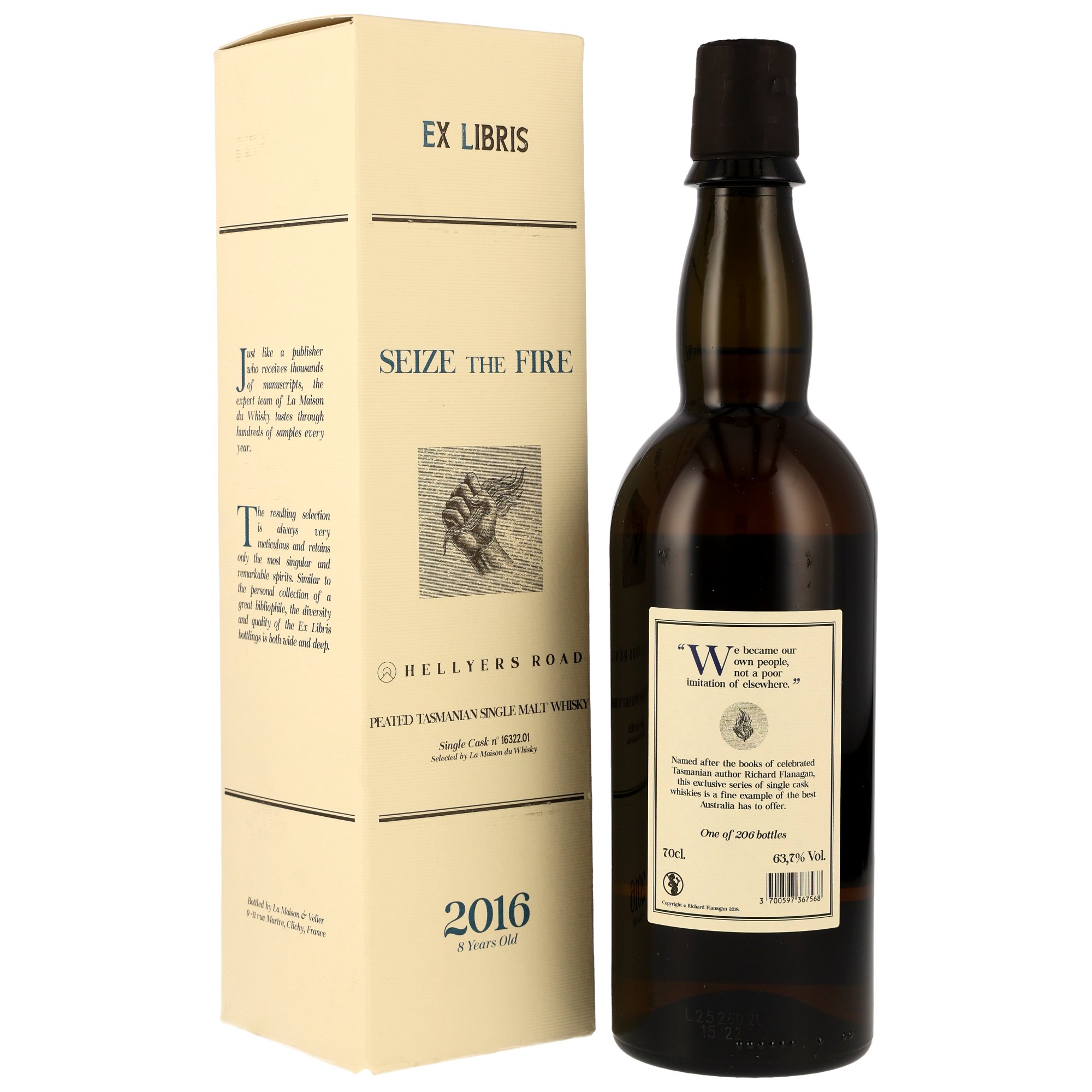 Hellyers Road 2016 - 8 y.o. - 1st Fill ex-Bourbon Cask #16322.01 - Ex Libris Seize The Fire