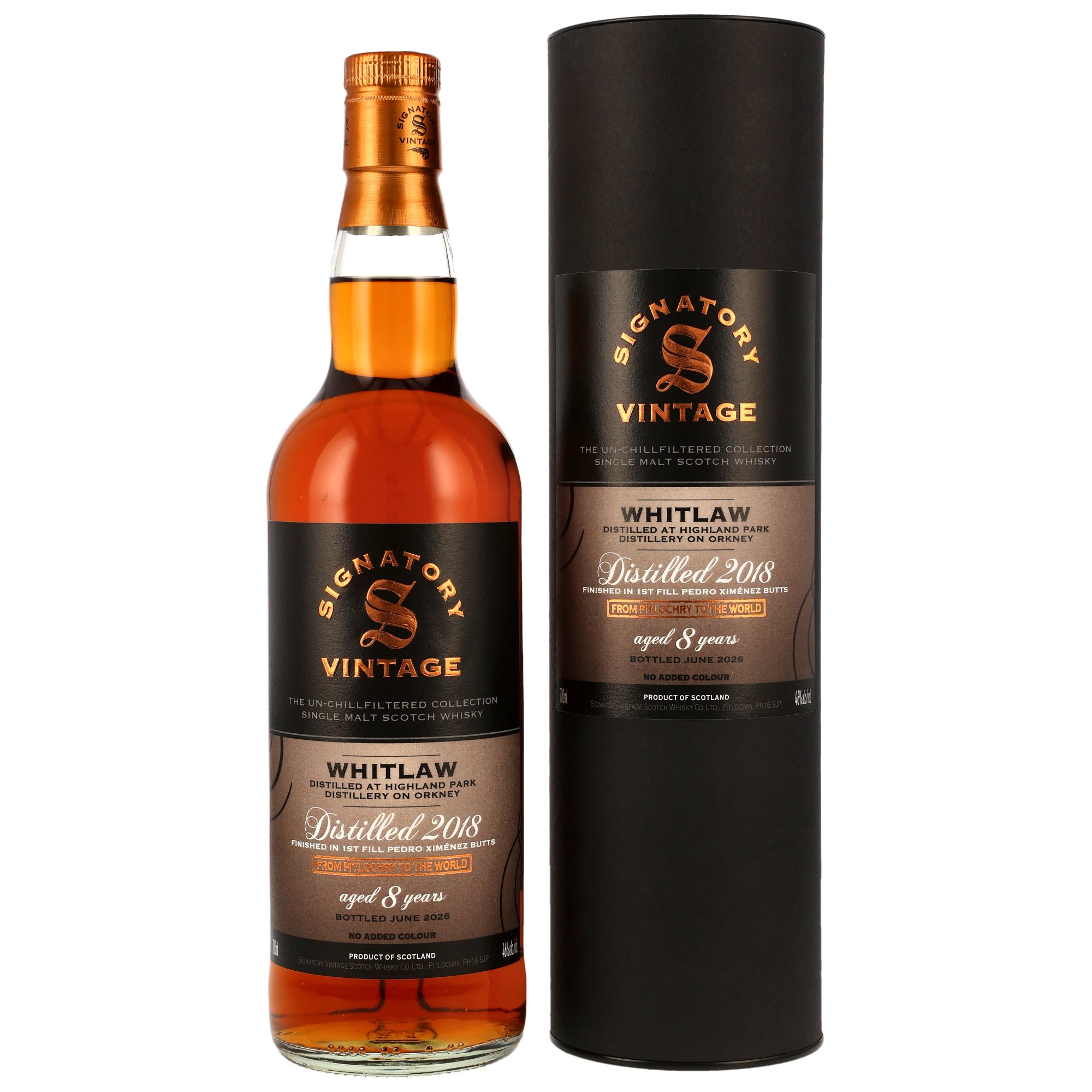Whitlaw 2018/2026 - 8 y.o. - 1st Fill PX Sherry Butts Finish - Sig un-chill