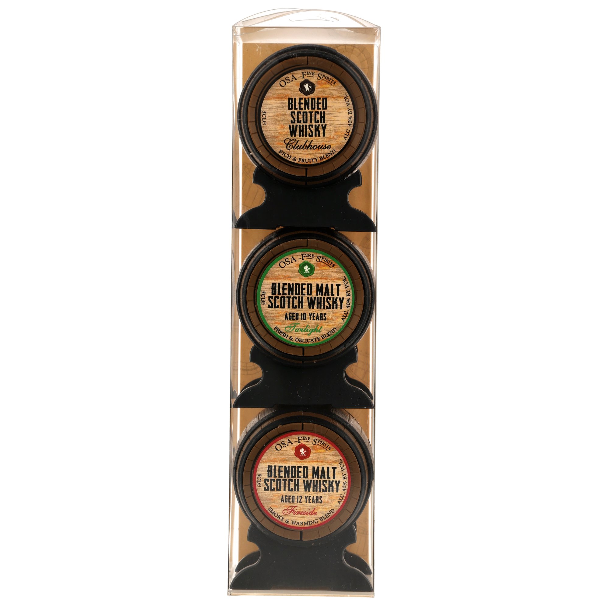 OSA Fine Spirits Mini-Faß Collection 3 x 0,05 (Clubhouse/Twilight/Fireside) Neue Ausstattung