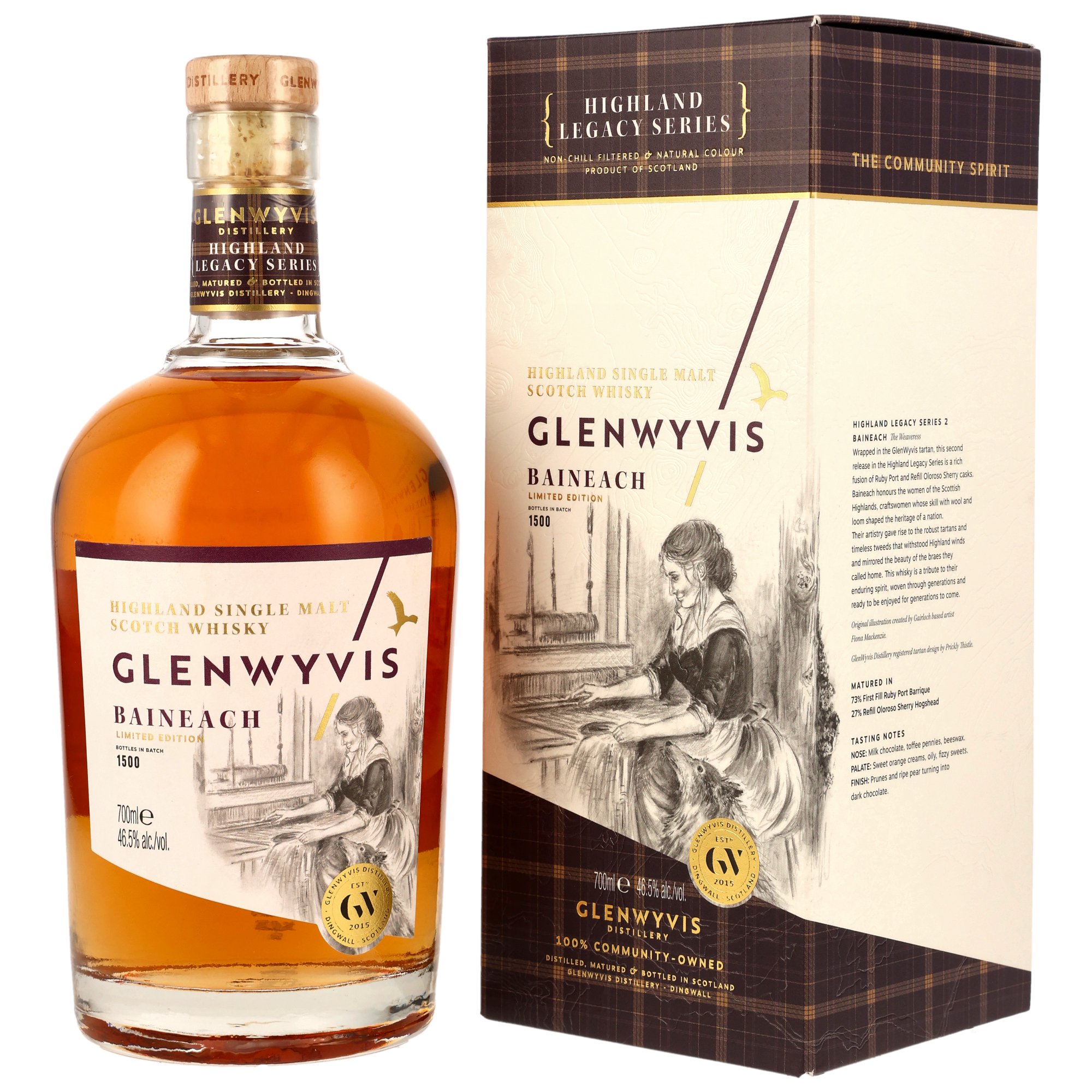 GlenWyvis Baineach - Highland Legacy Series - 1st Fill Ruby Port Barrique & Refill Oloroso Sherry Cask