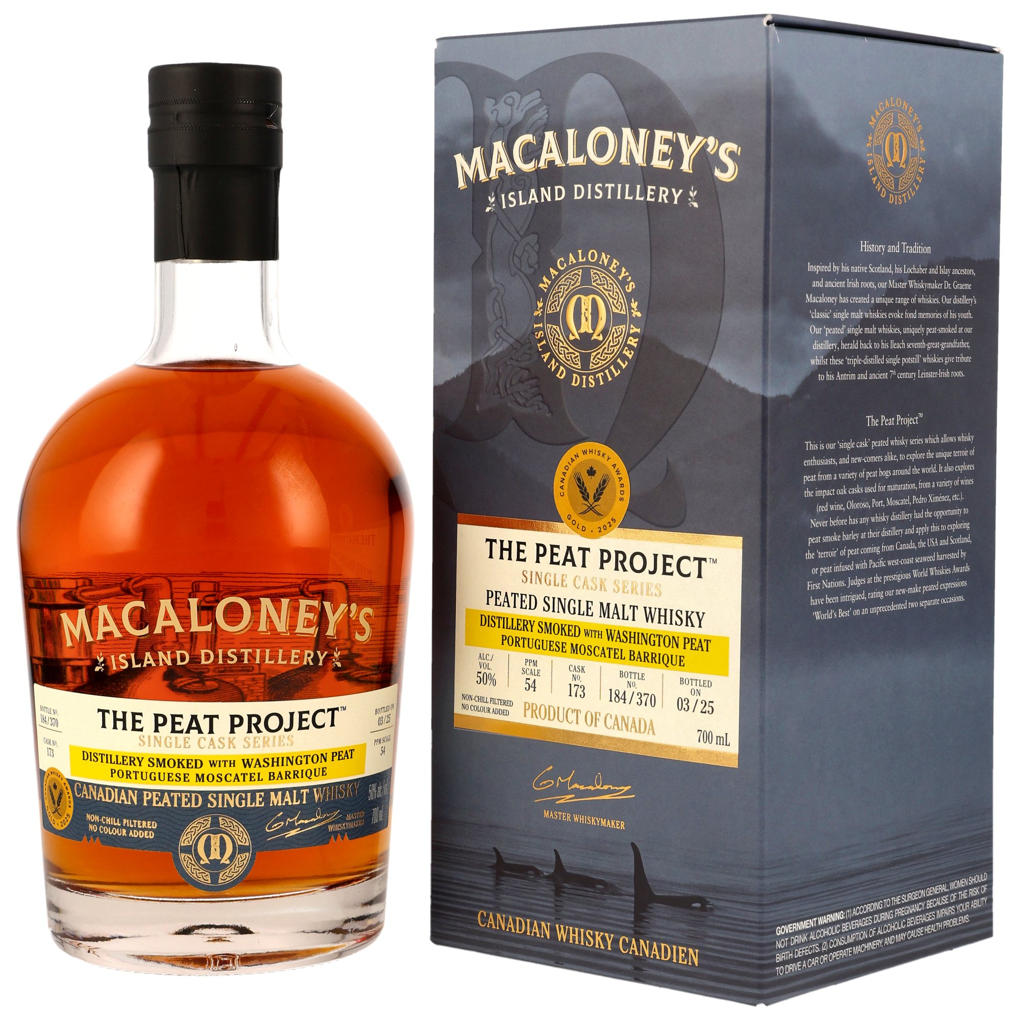 Macaloney Canadian Single Malt - Peat Project - Moscatel Barrique