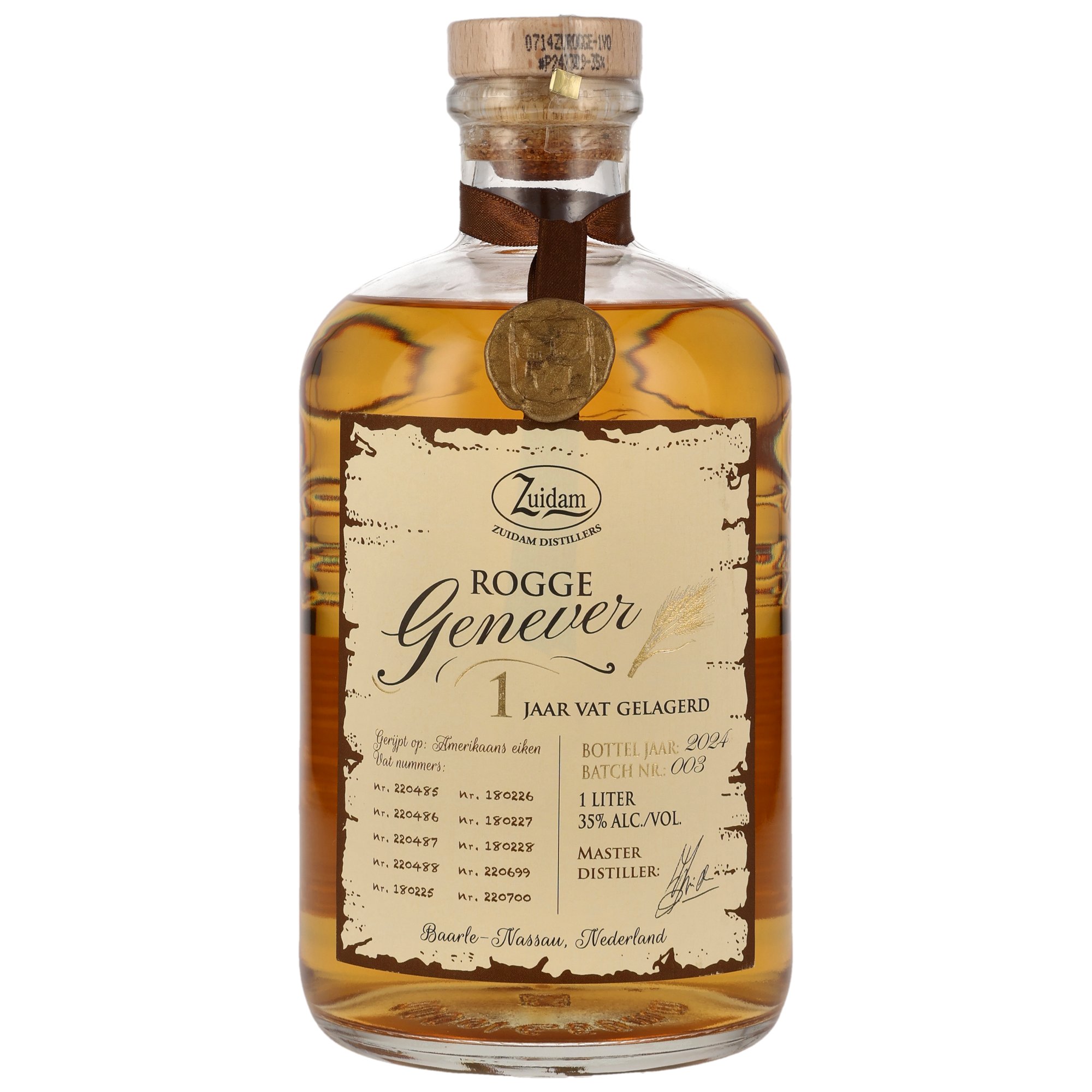 Zuidam Rogge Genever 2024 - 1 y.o. - LITER